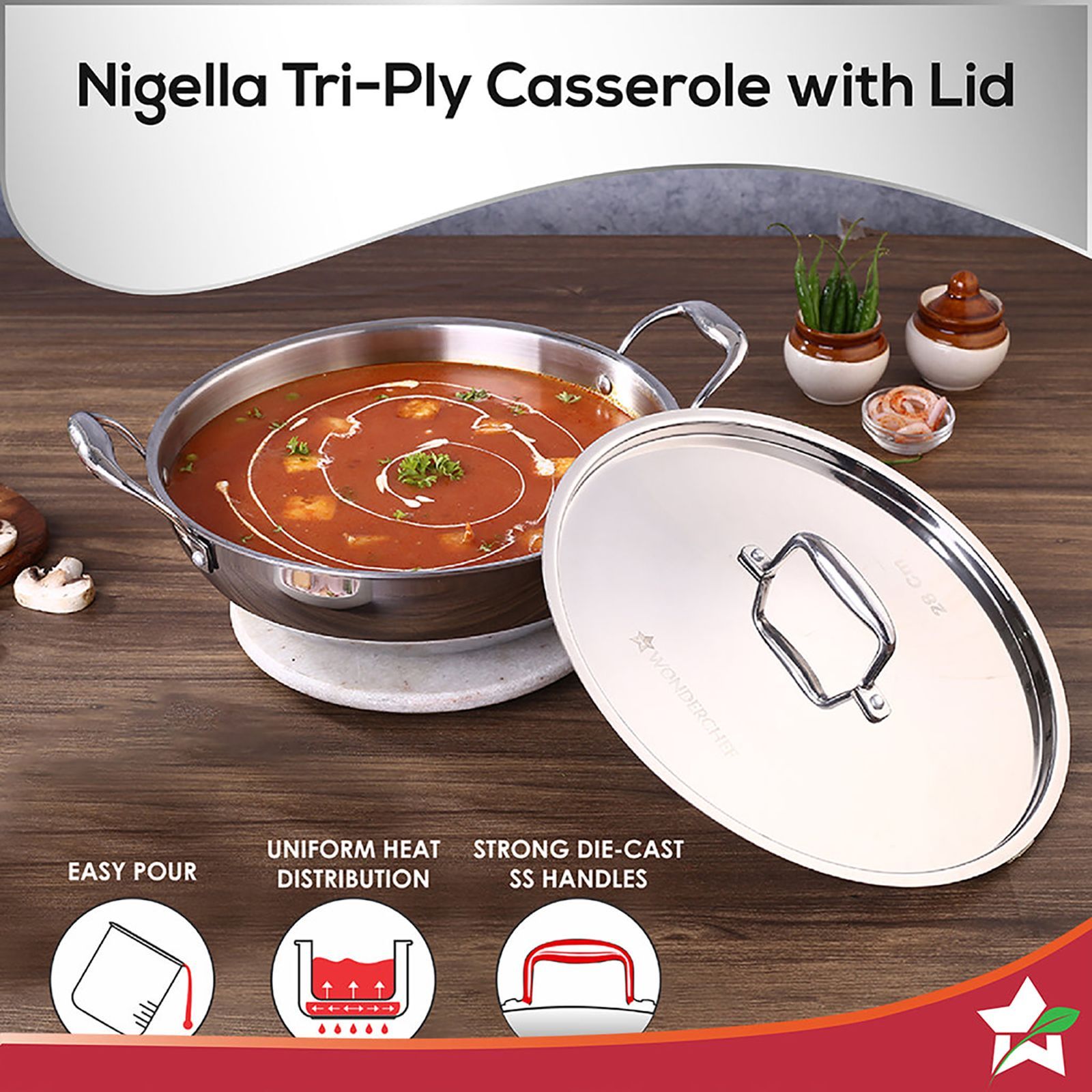 WONDERCHEF Nigella Kadhai with Lid (Energy Efficient, 63153400, Silver) WONDERCHEF Nigella Kadhai with Lid (Energy Efficient, 63153400, Silver)_12