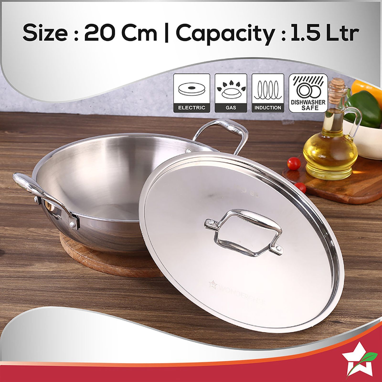 WONDERCHEF Nigella Kadhai with Lid (Energy Efficient, 63153400, Silver) WONDERCHEF Nigella Kadhai with Lid (Energy Efficient, 63153400, Silver)_13