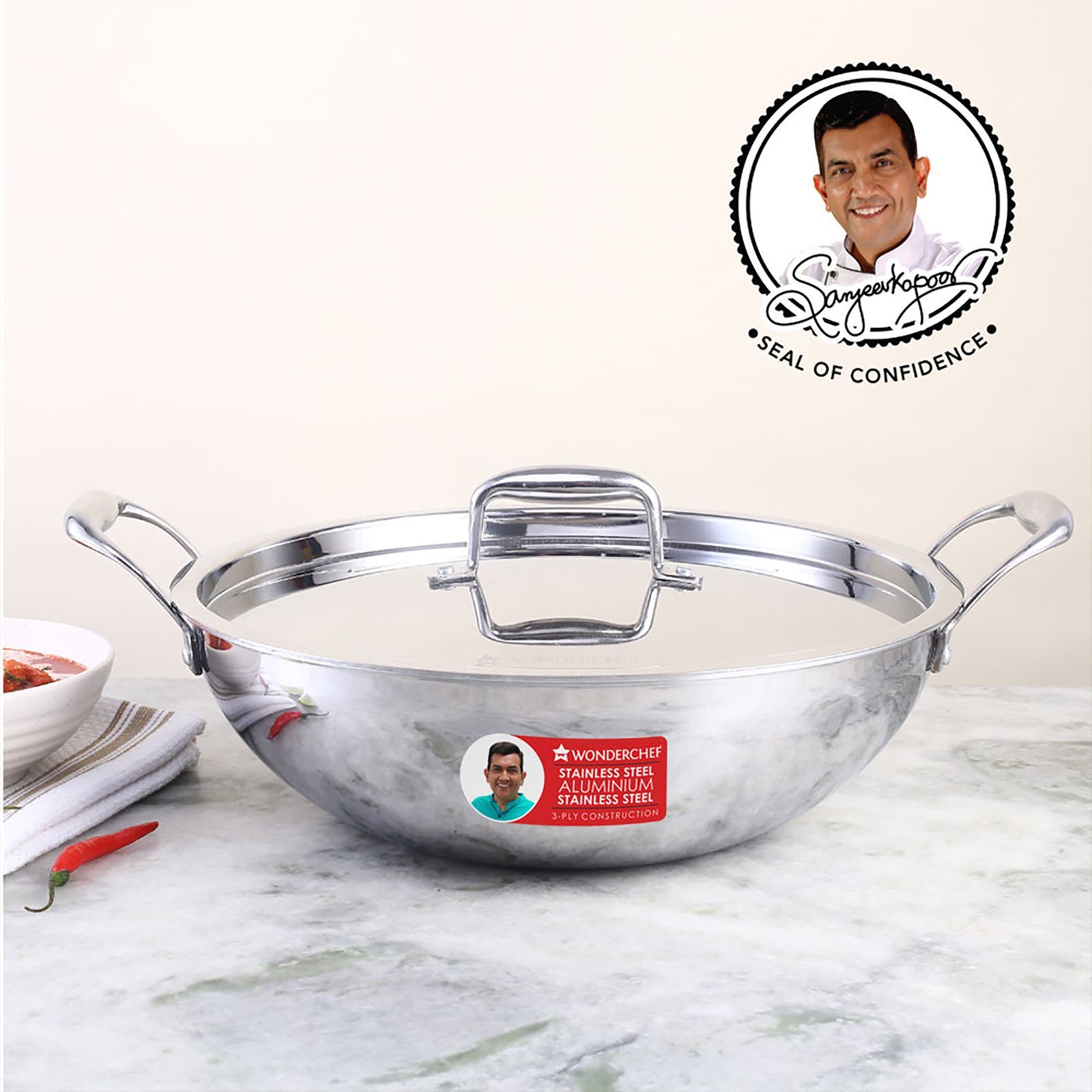 WONDERCHEF Nigella Kadhai with Lid (Energy Efficient, 63153400, Silver) WONDERCHEF Nigella Kadhai with Lid (Energy Efficient, 63153400, Silver)_14