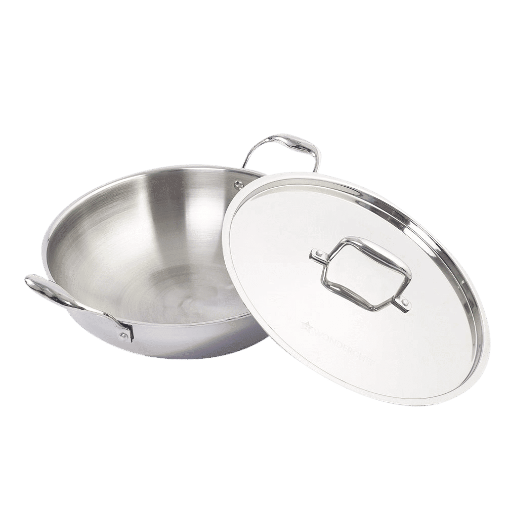 WONDERCHEF Nigella Kadhai with Lid (Energy Efficient, 63153400, Silver) WONDERCHEF Nigella Kadhai with Lid (Energy Efficient, 63153400, Silver)_4
