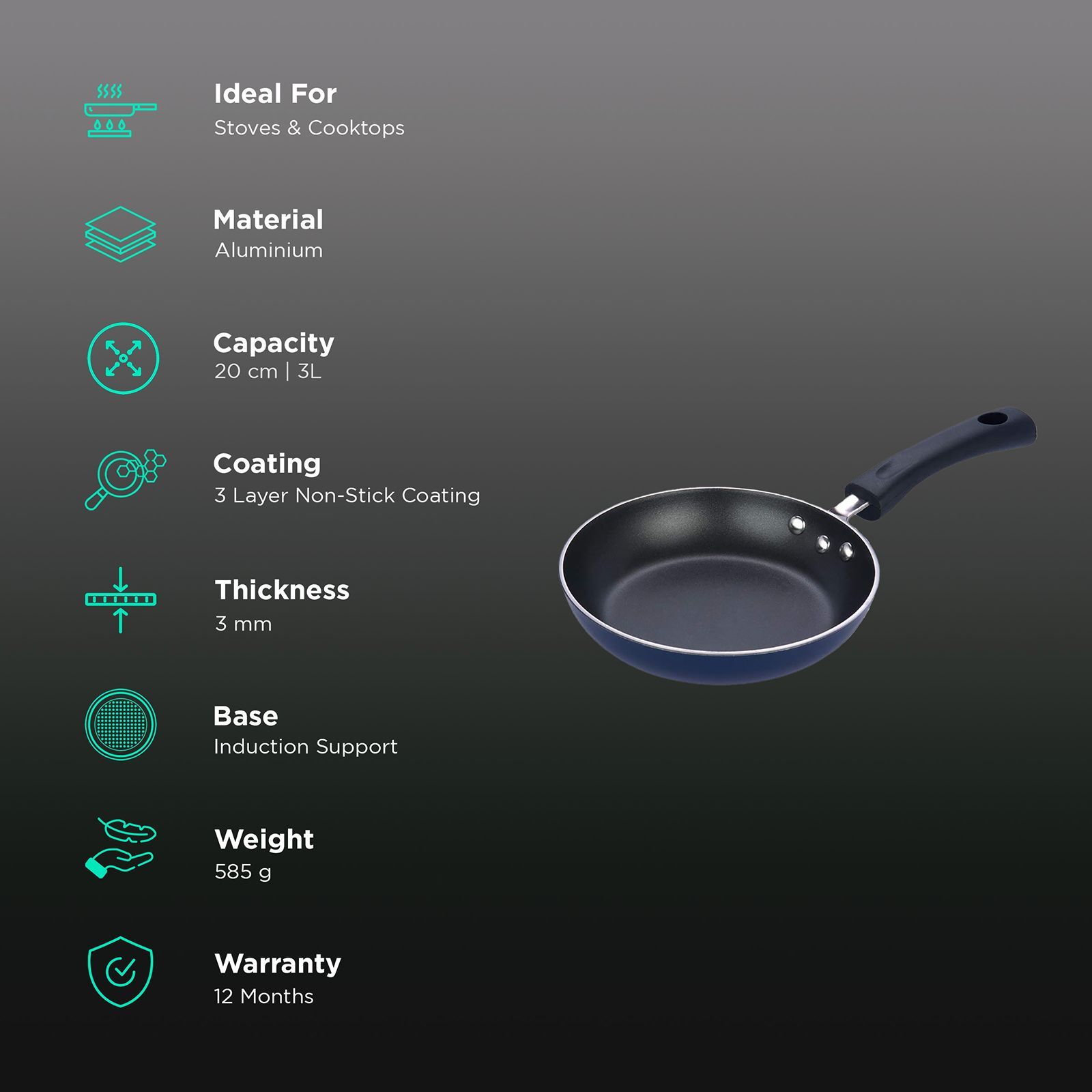 VINOD Zest Non Stick Fry Pan(ZFP20, Black) VINOD Zest Non Stick Fry Pan(ZFP20, Black)_3