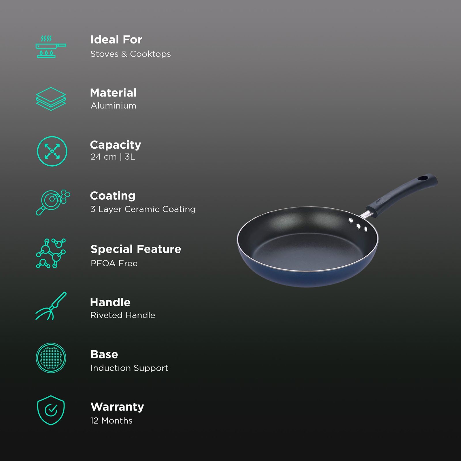 VINOD Zest Non Stick Fry Pan(ZFP24, Black)_3