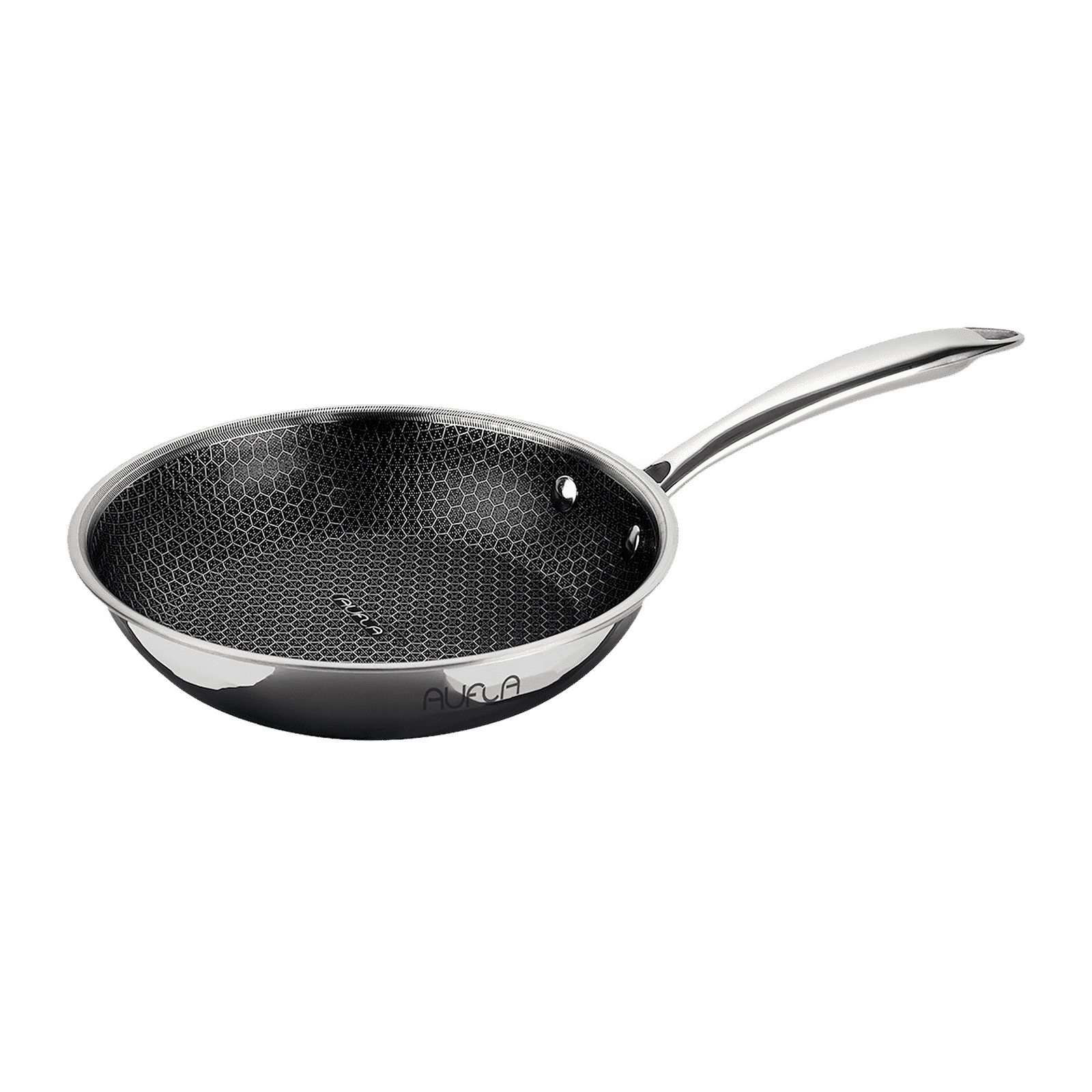 AUFLA NTHC 22cm Non Stick Aluminium & Stainless Steel Fry Pan (Induction Compatible, Honeycomb Coating, Silver)_1