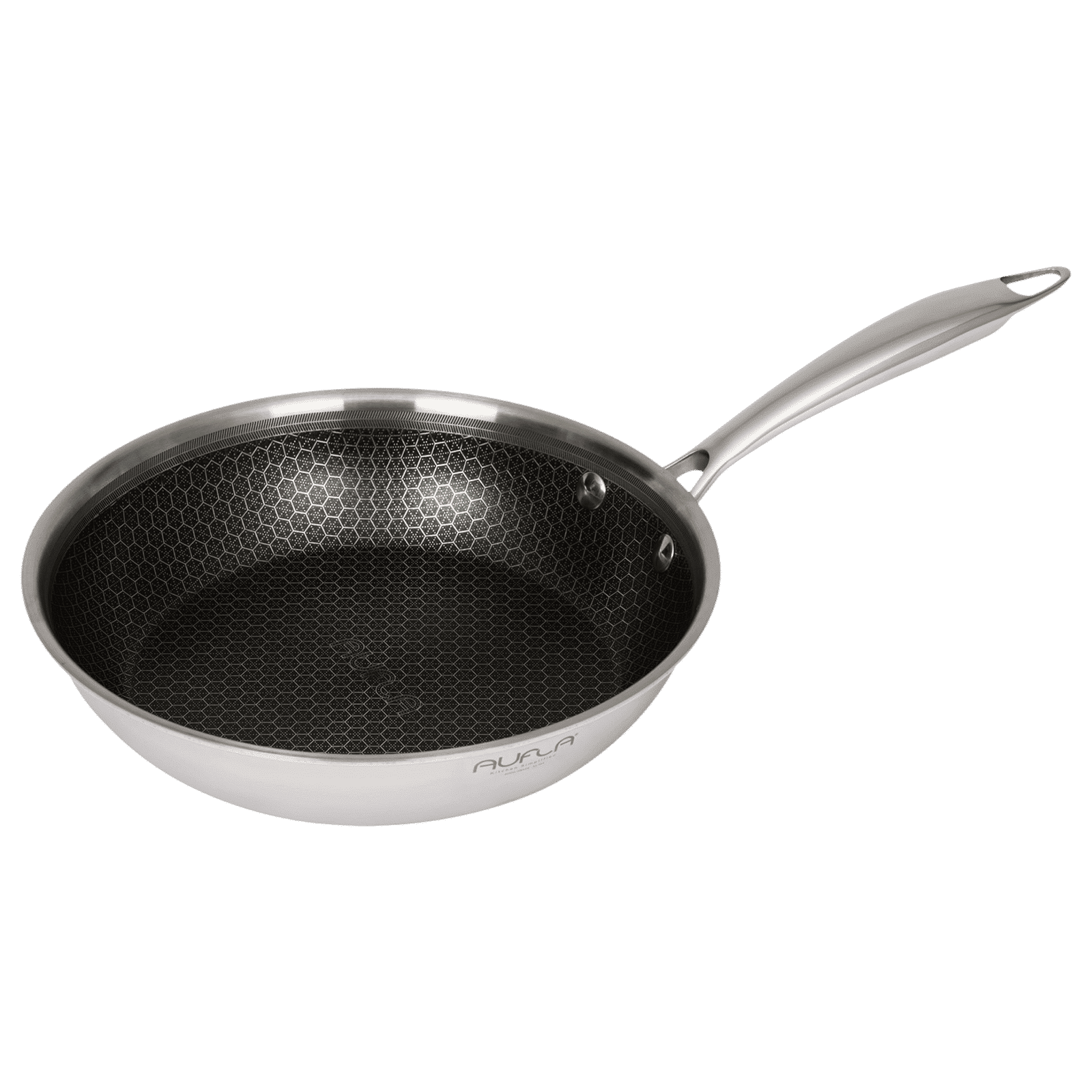 AUFLA NTHC 3L Non Stick Aluminium & Stainless Steel Fry Pan (Induction Compatible, Honeycomb Coating, Silver)_1