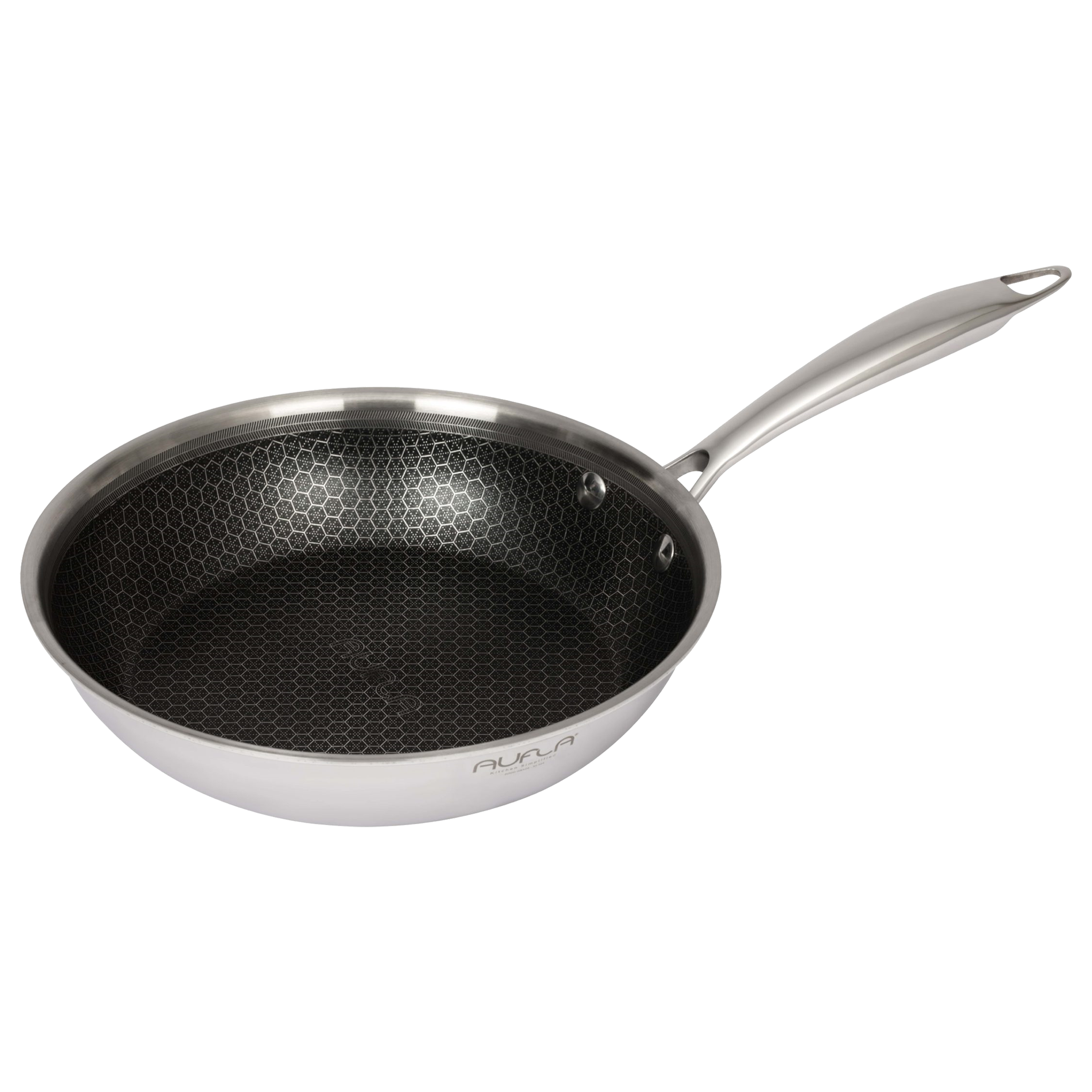AUFLA NTHC Non Stick Aluminium & Stainless Steel Fry Pan (Induction Compatible, Honeycomb Coating, Silver)_4