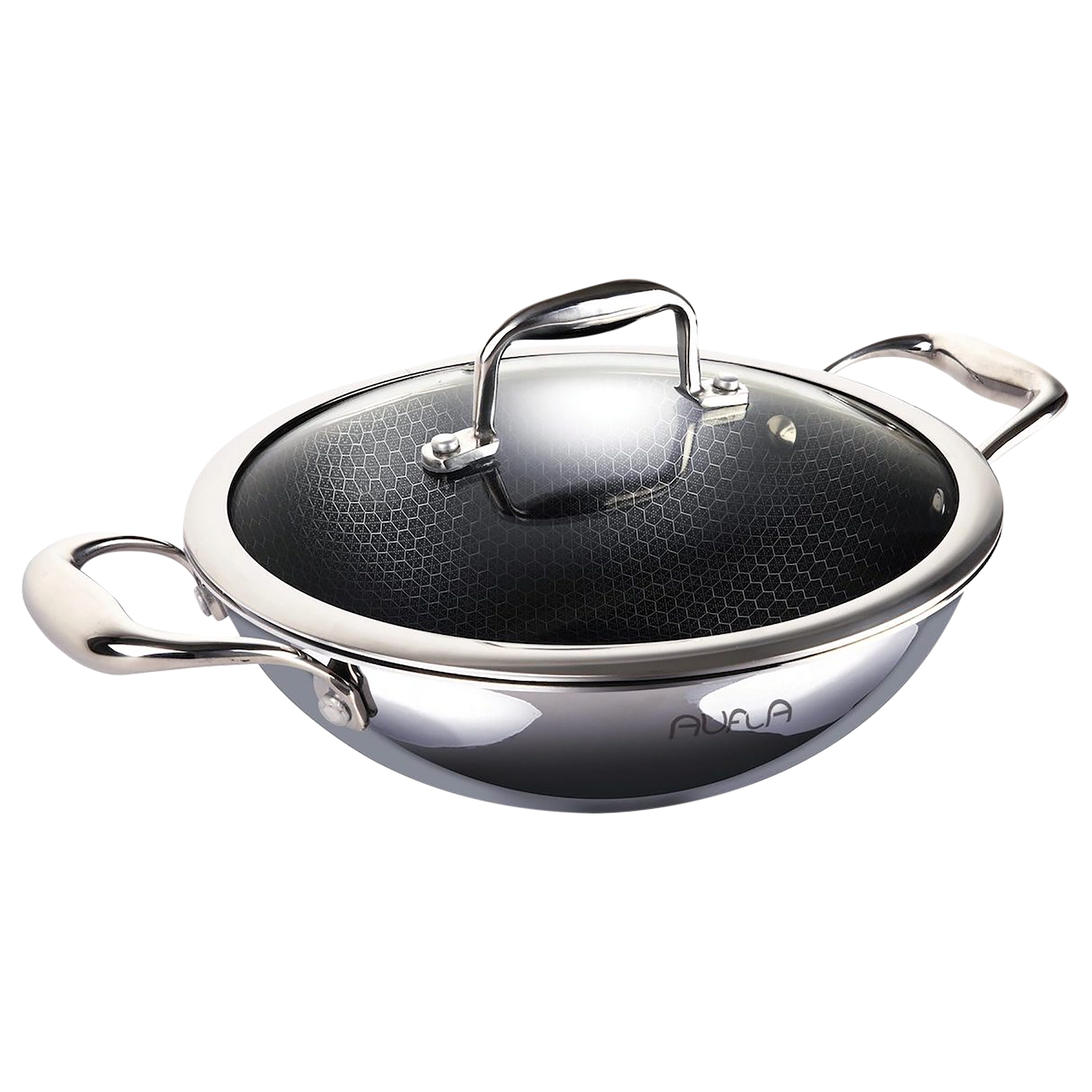 AUFLA NTHC 1.5L Non Stick Aluminium & Stainless Steel Kadhai with Glass Lid (Induction Compatible, Honeycomb Coating, Silver) AUFLA NTHC 1.5L Non Stick Aluminium & Stainless Steel Kadhai with Glass Lid (Induction Compatible, Honeycomb Coating, Silver)_8