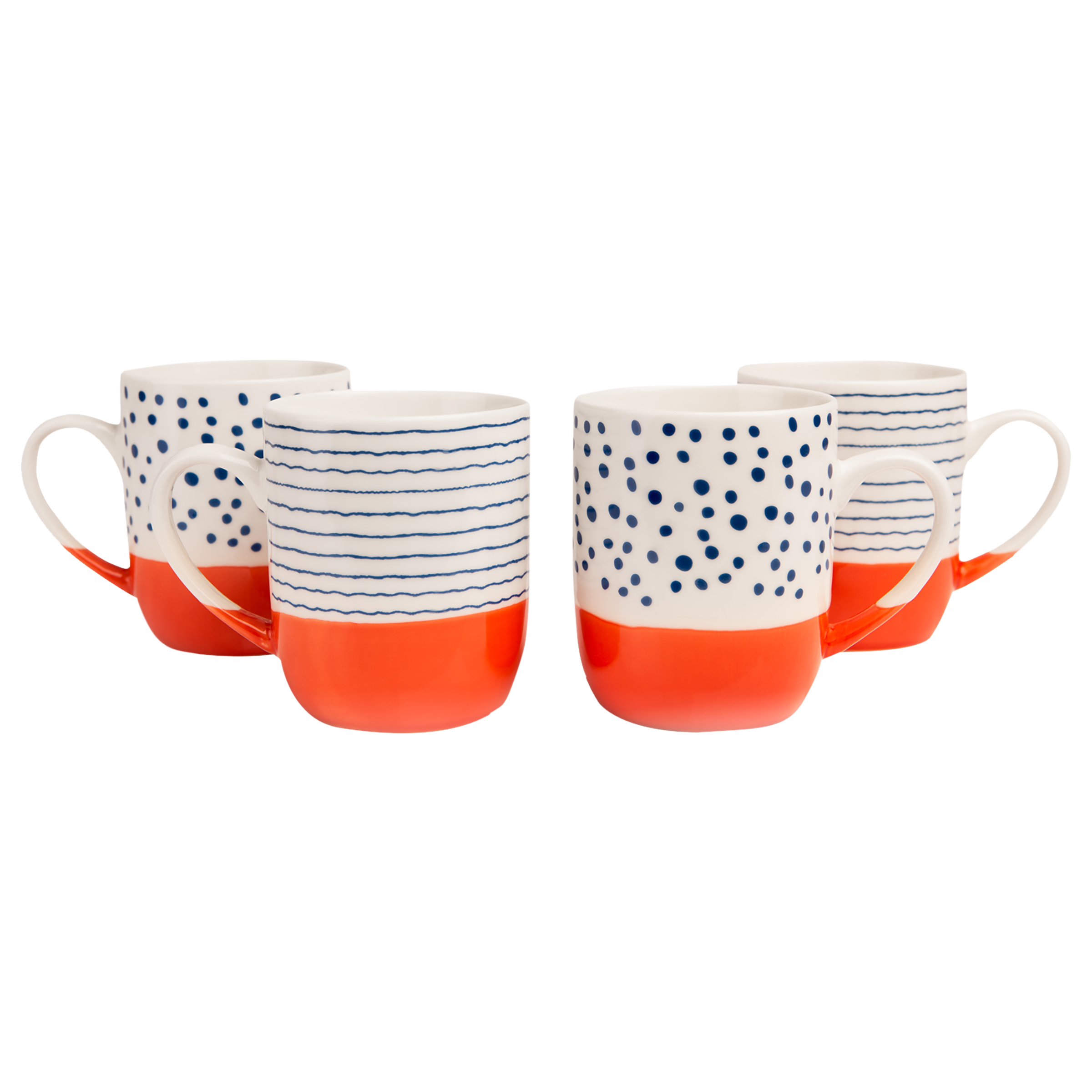 sabichi Haden Tangerine Bone China Mug (Set of 4, Dipped Base, White/Orange)_1