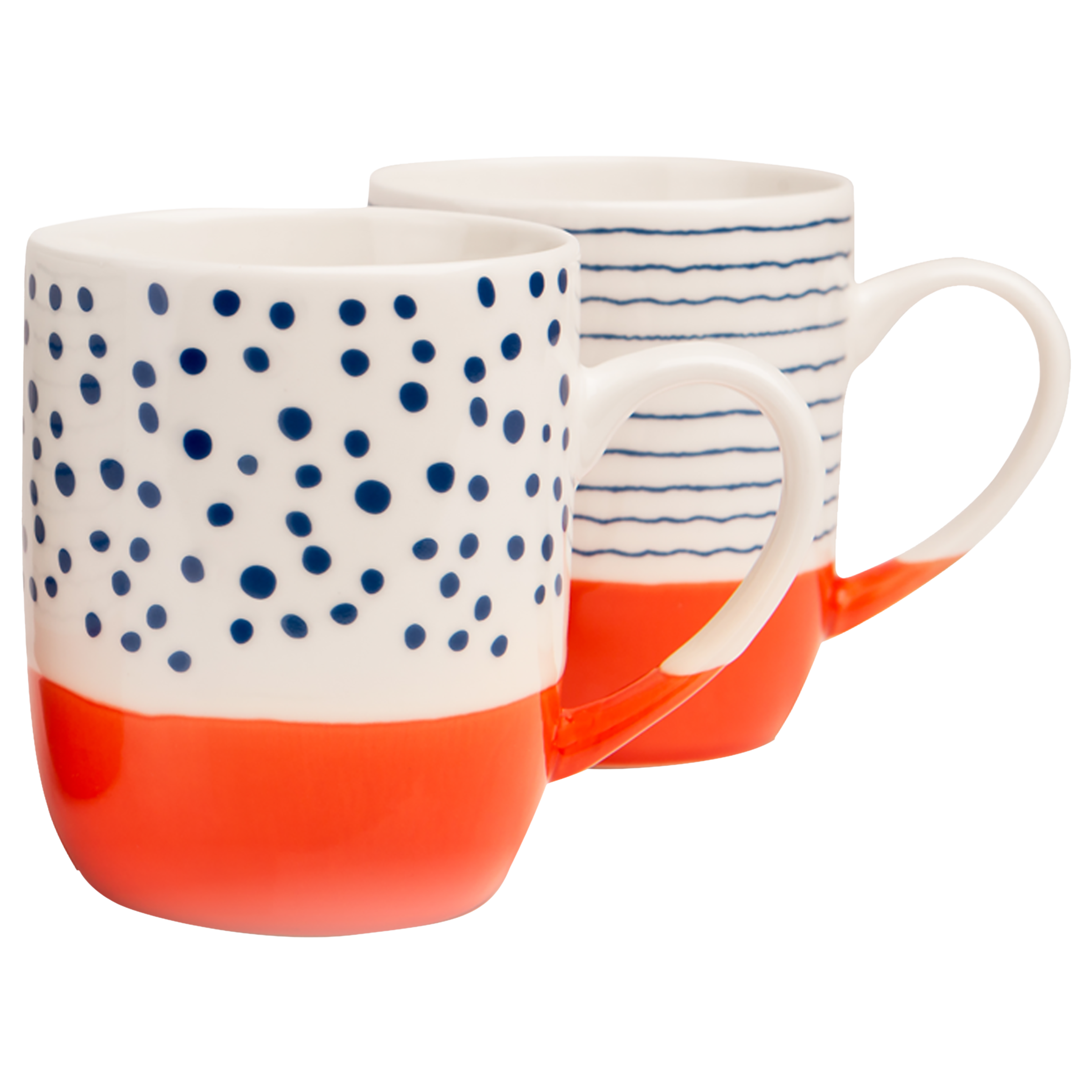 sabichi Haden Tangerine Bone China Mug (Set of 4, Dipped Base, White/Orange)_3