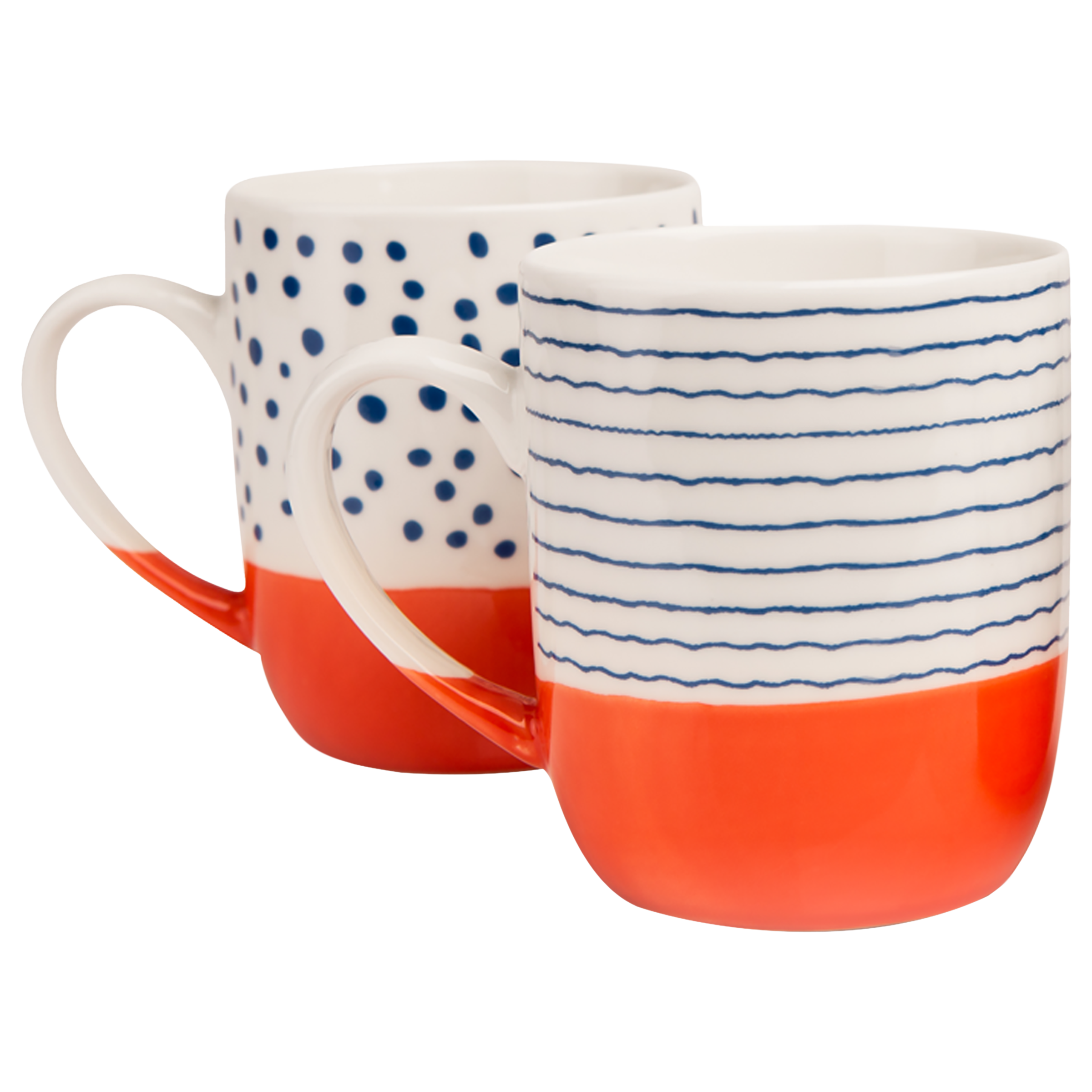 sabichi Haden Tangerine Bone China Mug (Set of 4, Dipped Base, White/Orange)_4