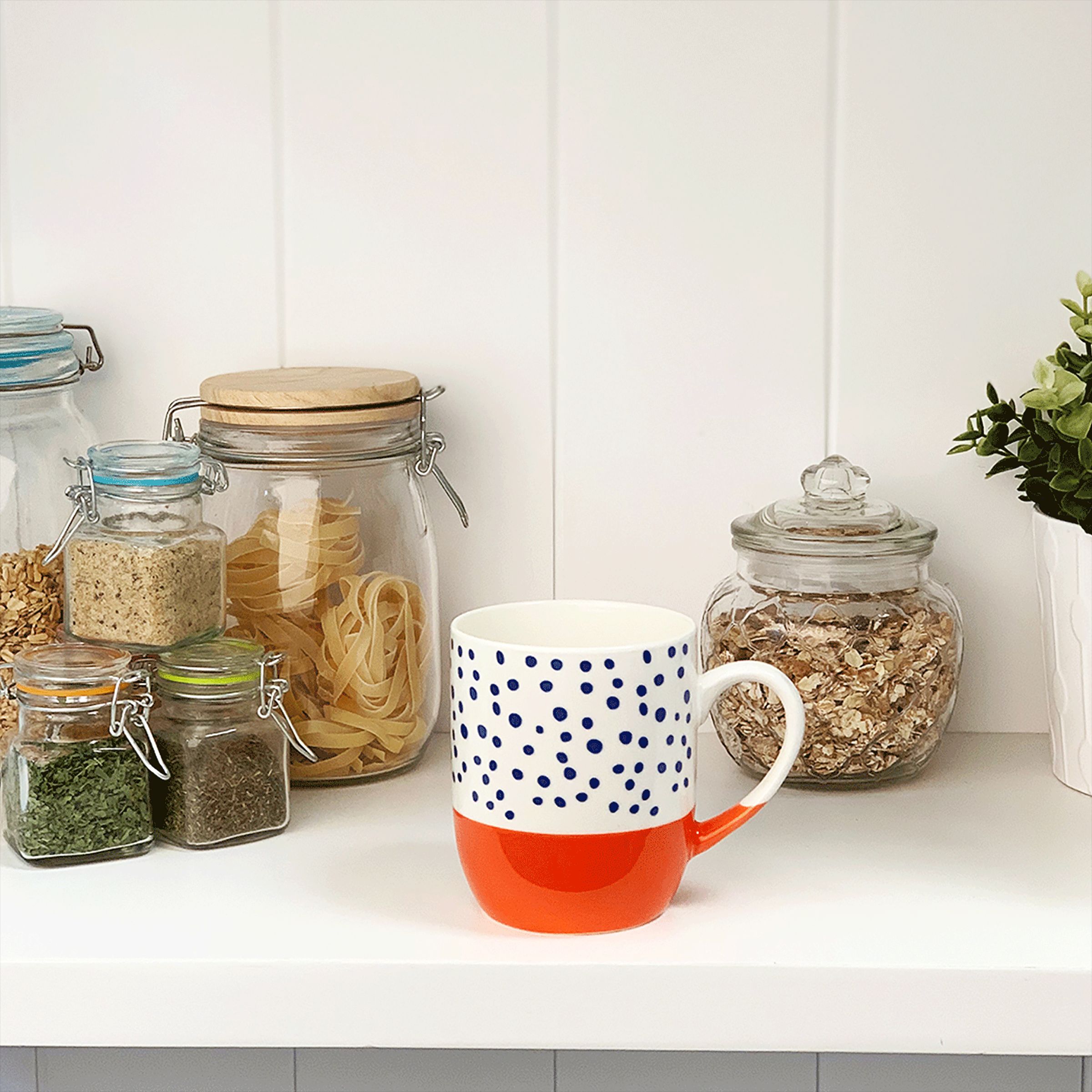 sabichi Haden Tangerine Bone China Mug (Set of 4, Dipped Base, White/Orange)_6