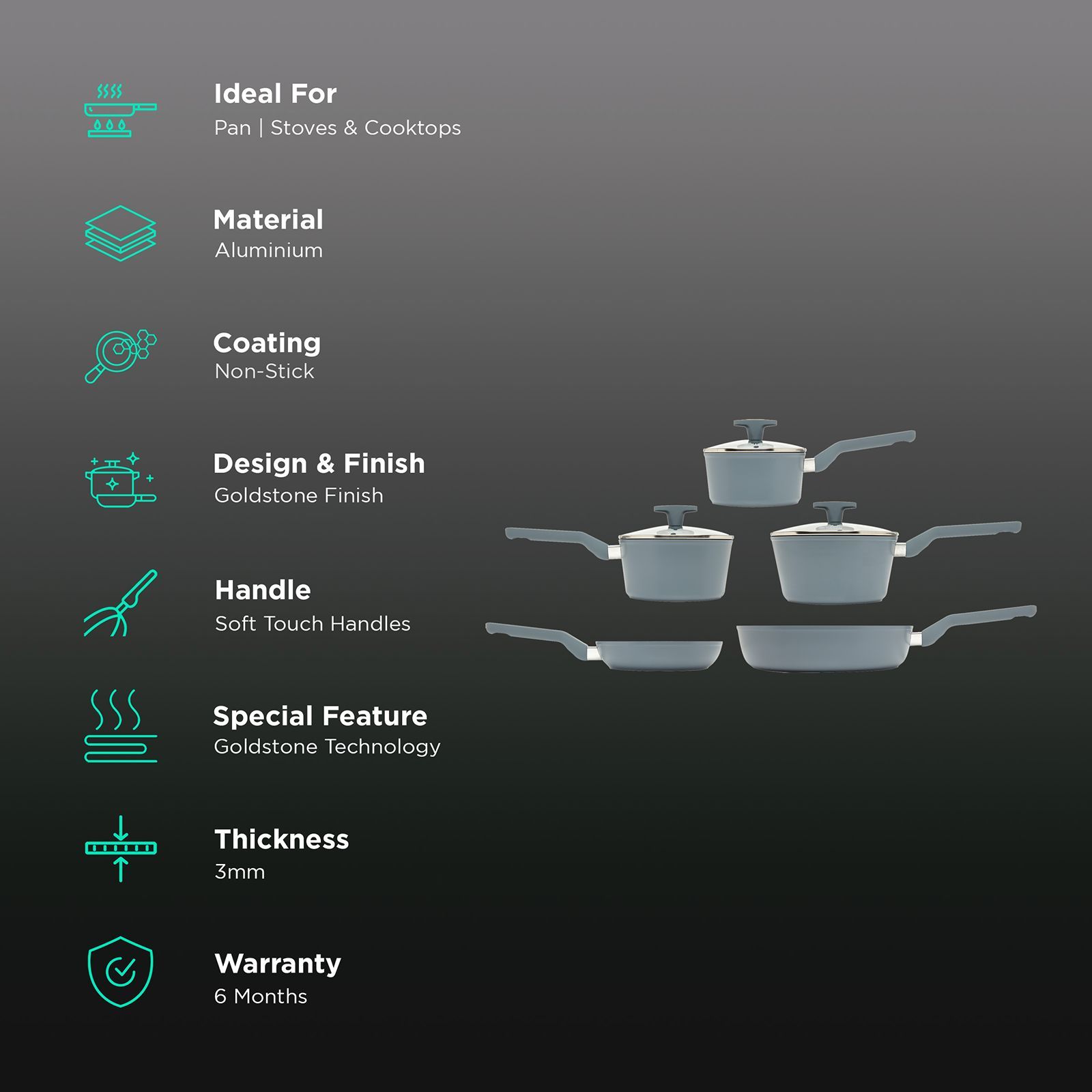 sabichi Haden Pan (Cook & Clean Pans Easily, 197740, Black)_2