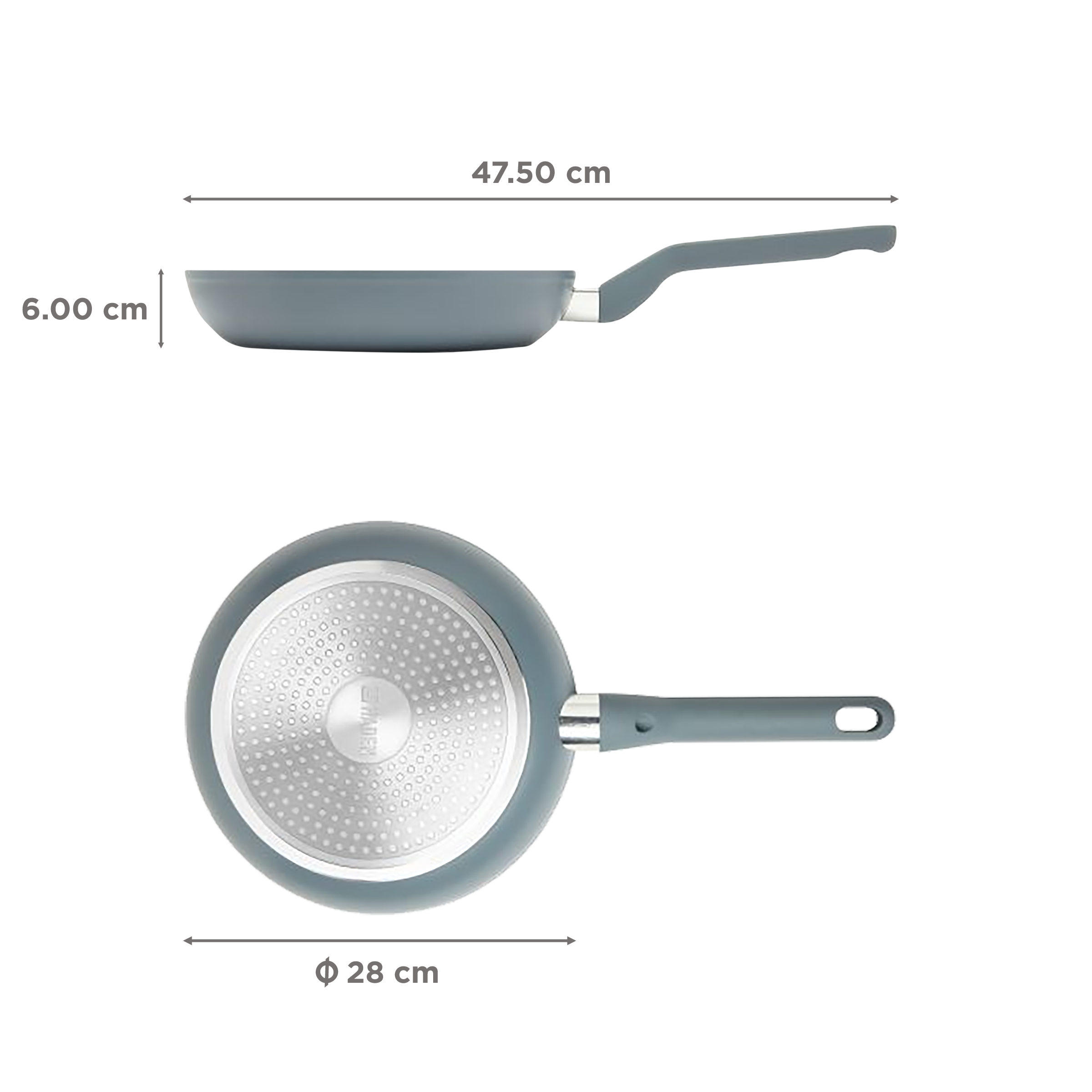 sabichi Haden Perth 2.3L Non Stick Aluminium Fry Pan (Induction Compatible, Even Heat Distribution, Grey/Black)_2