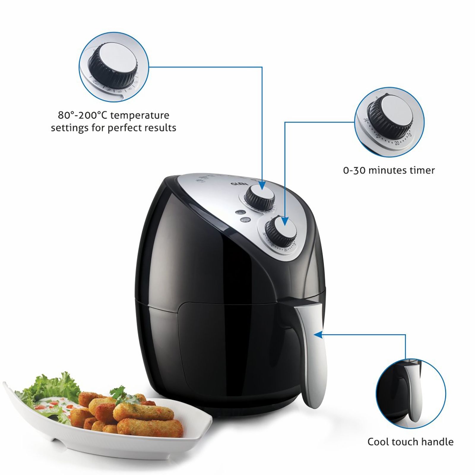 GLEN Rapid 2.8L 1300 Watt Air Fryer with Vapor Steam Technology (Black) GLEN Rapid 2.8L 1300 Watt Air Fryer with Vapor Steam Technology (Black)_5