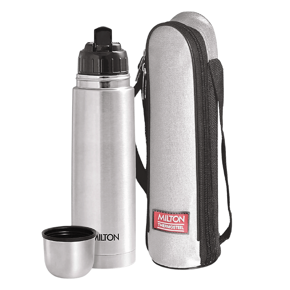 MILTON Flip Lid 500ml Stainless Steel Hot & Cold Thermosteel Bottle (Double Walled Vacuum Insulation, Silver)_2