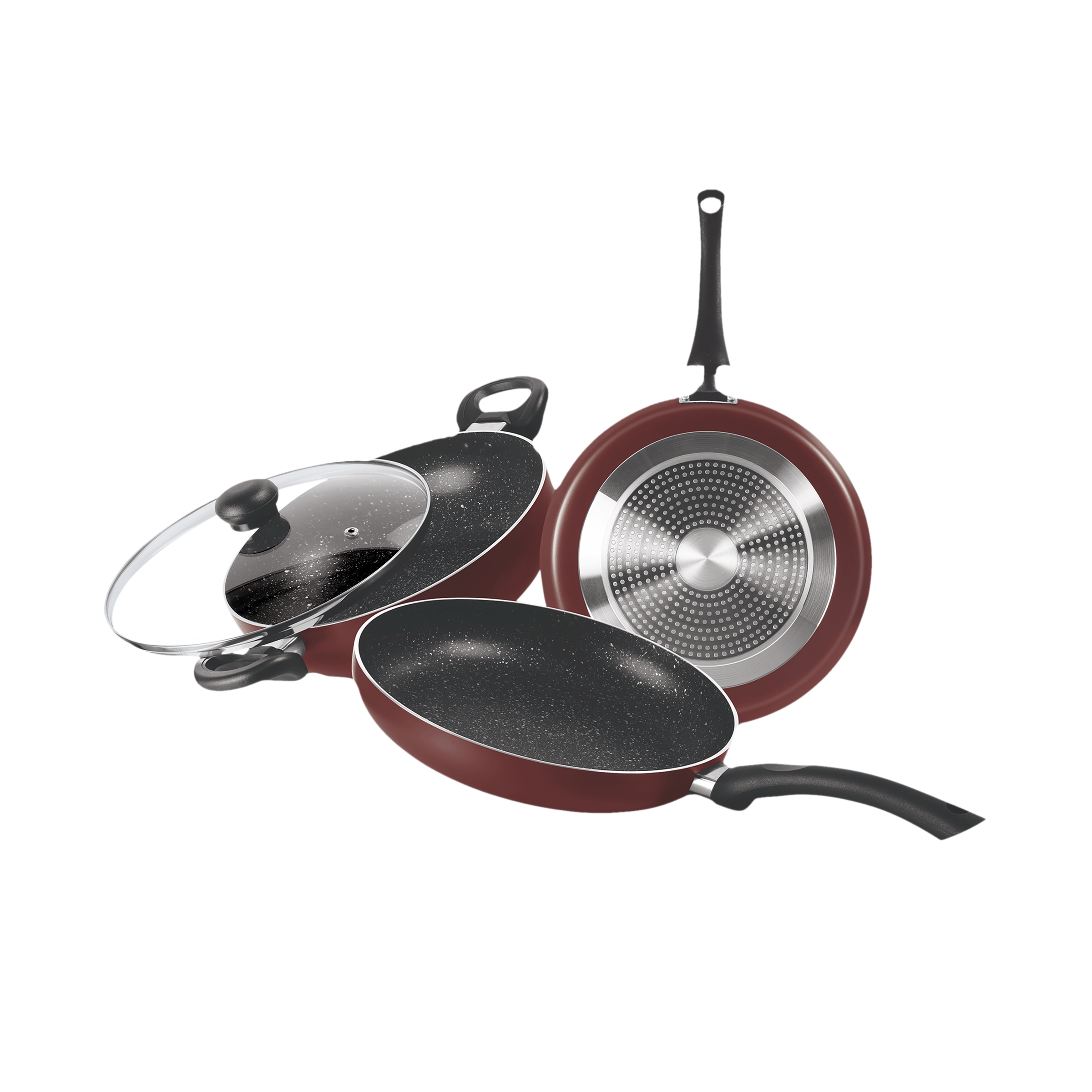 treo Granito Induction My Kitchen Set 3 Pcs Non Stick Kitchen set (Induction Compatible, Dishwasher Safe, Maroon) treo Granito Induction My Kitchen Set 3 Pcs Non Stick Kitchen set (Induction Compatible, Dishwasher Safe, Maroon)_1