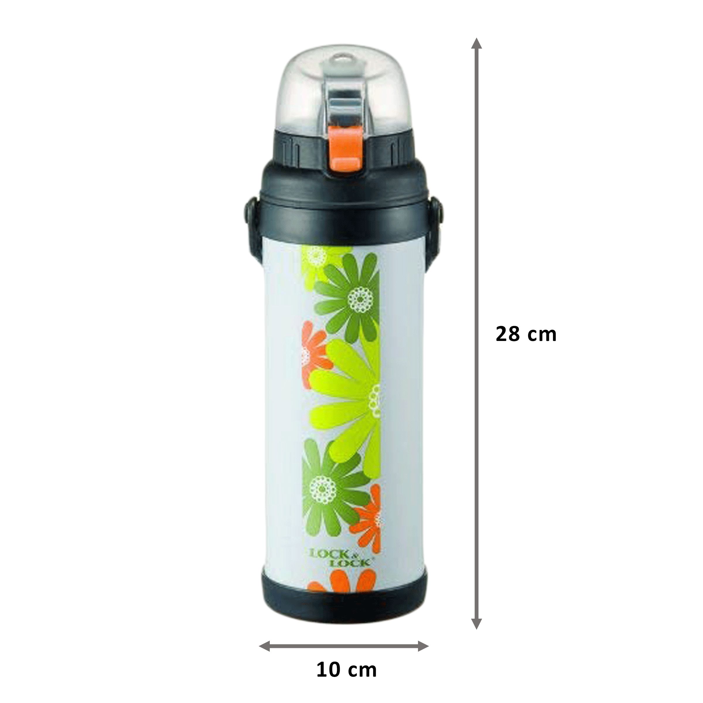 LocknLock LHC741 800 ml Cylindrical Stainless Steel Water Bottle (Double Silicone Lid, Grey)_2