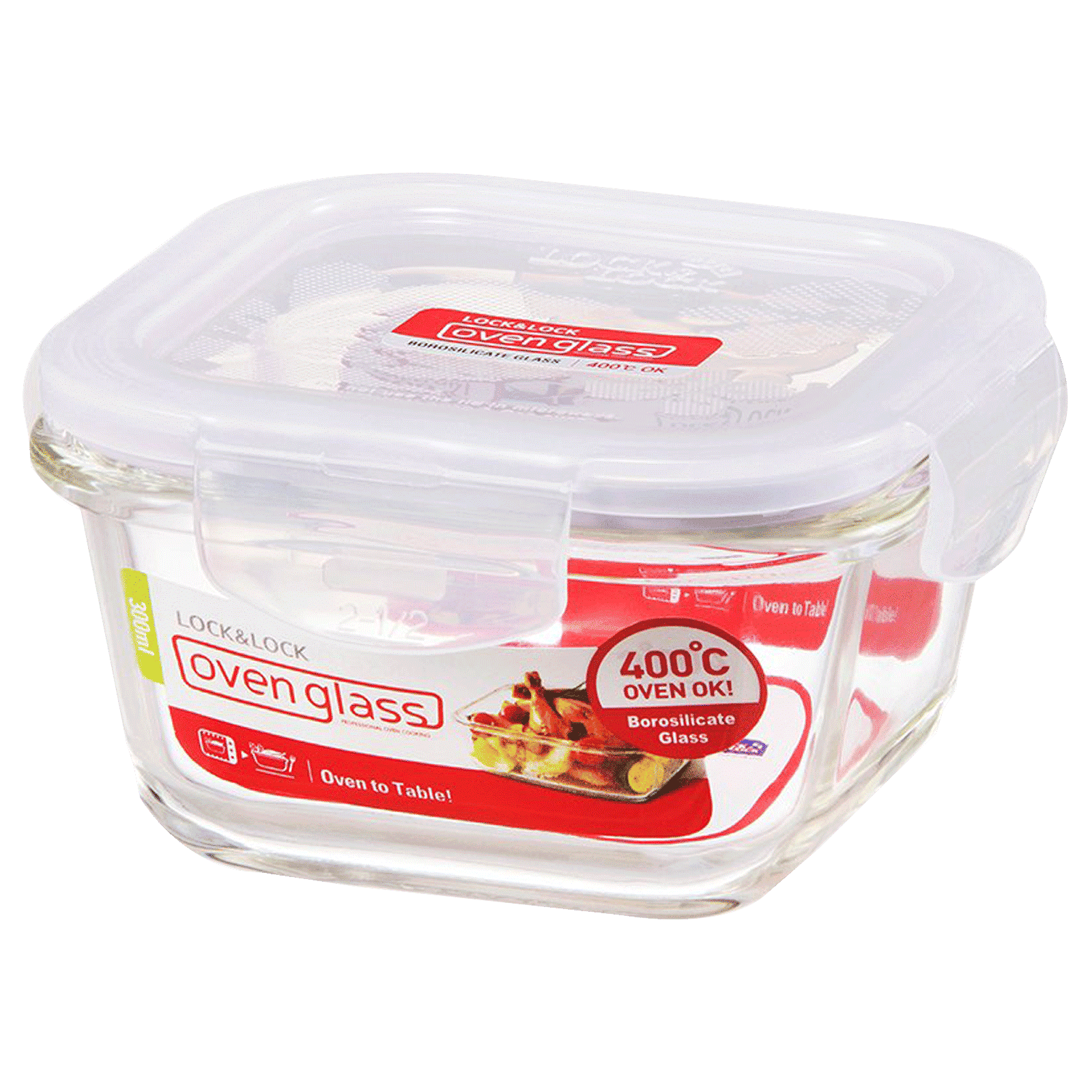 LocknLock Ovenglass 300 ml Square Glass Storage Container (BPA Free, LLG205, Transparent)_1