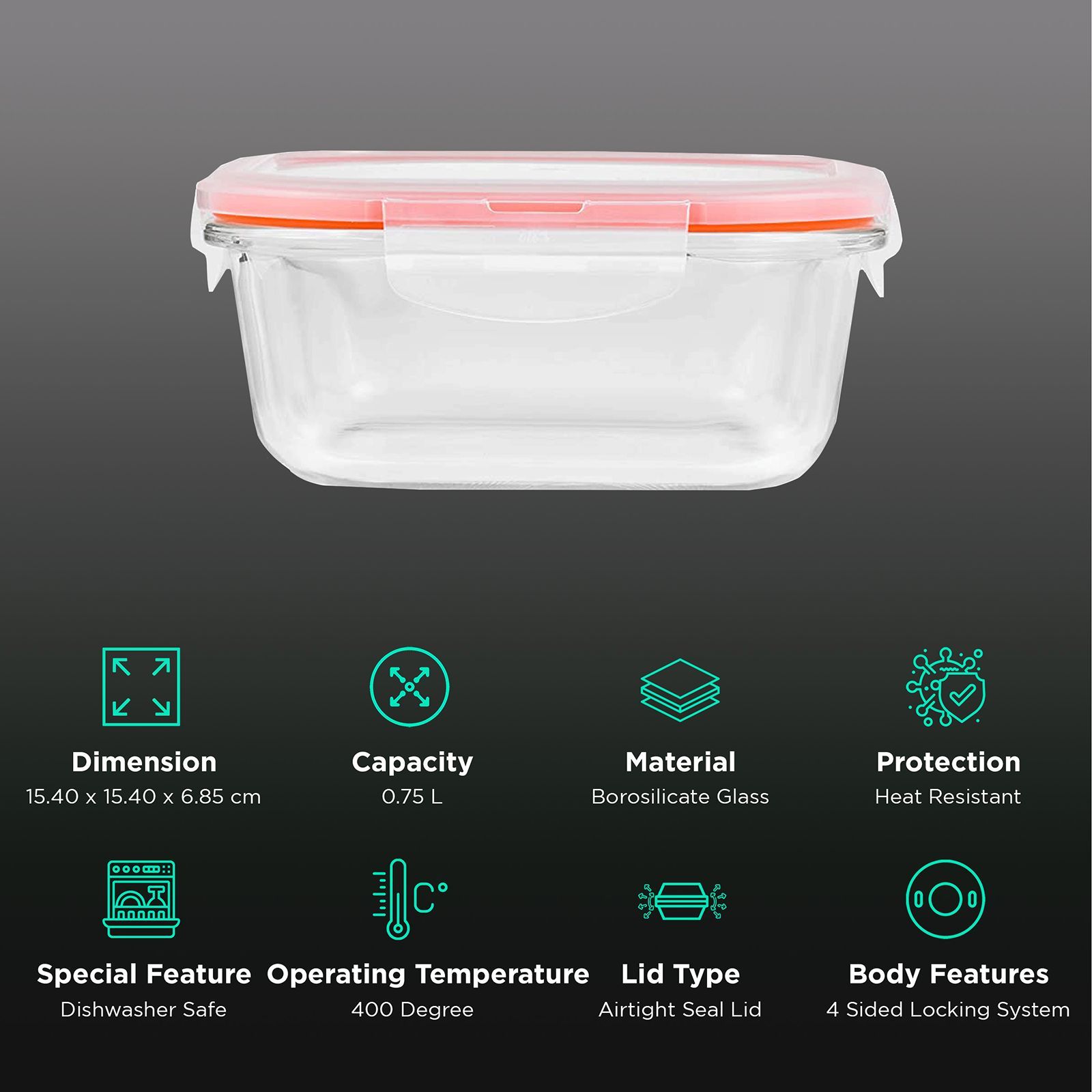 LocknLock 750 ml Rectangular Glass Storage Container (Heat Resistant, LBG224, Transparent)_2