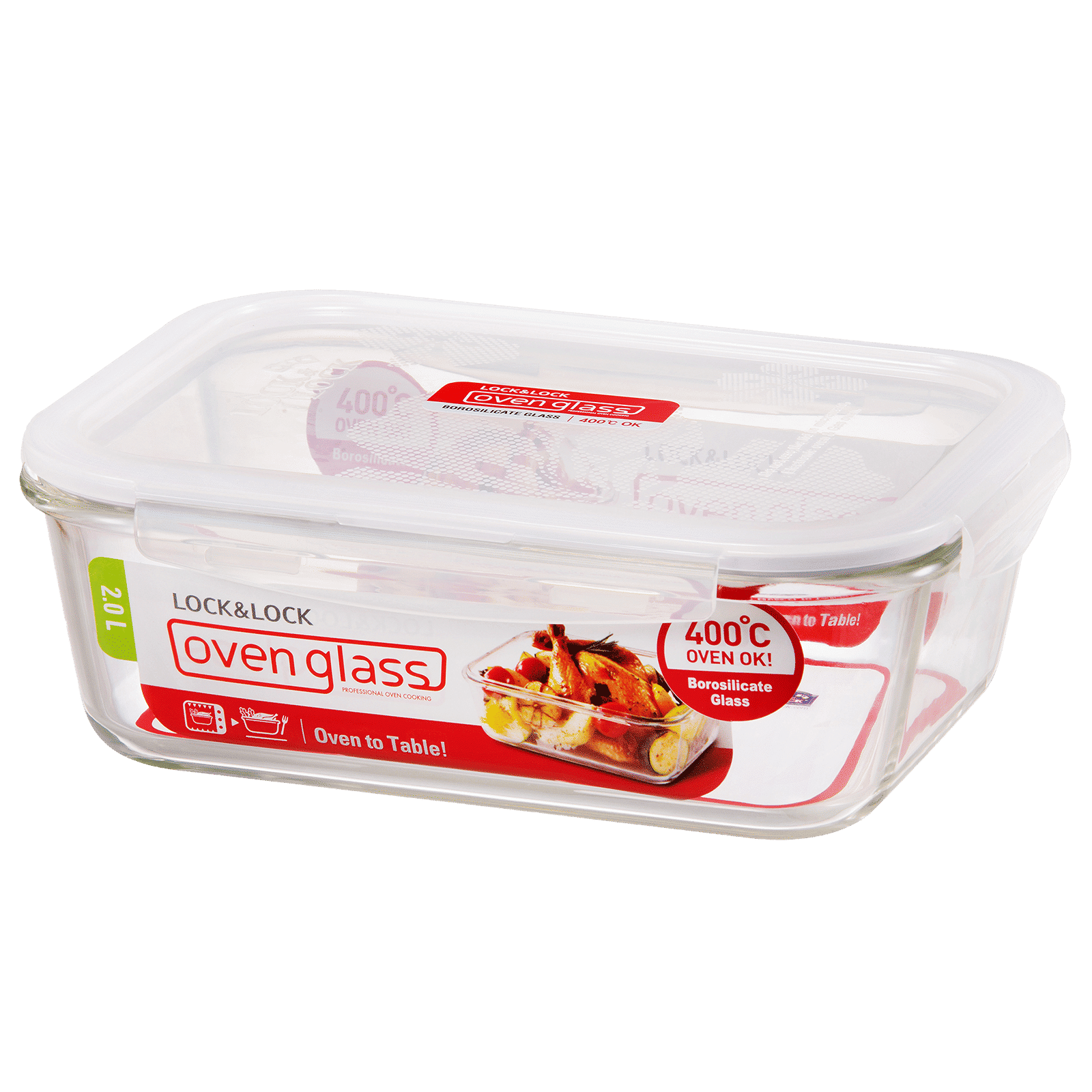 LocknLock 2 Litres Rectangular Glass Storage Container (Heat Resistant, LLG455, Transparent)_1