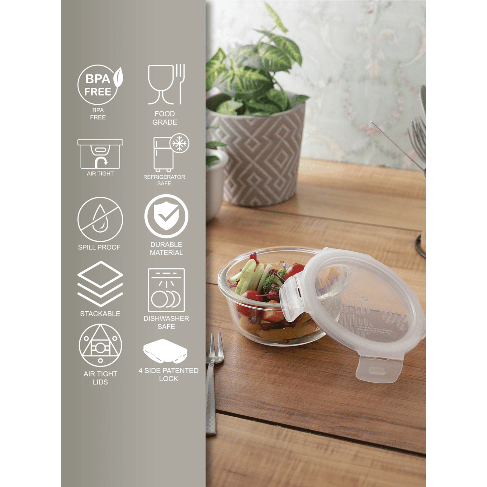 LocknLock Ovenglass 380ml Round Glass Storage Container (Heat Resistant, LLG821, Transparent) LocknLock Ovenglass 380ml Round Glass Storage Container (Heat Resistant, LLG821, Transparent)_7