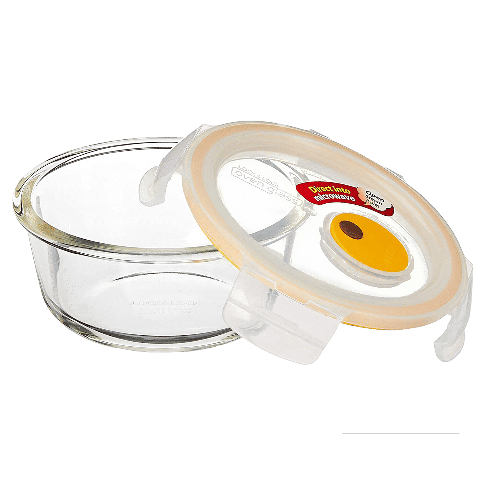 LocknLock Ovenglass 380 ml Round Glass Storage Container (Steam Hole, LLG821T, Transparent)_3
