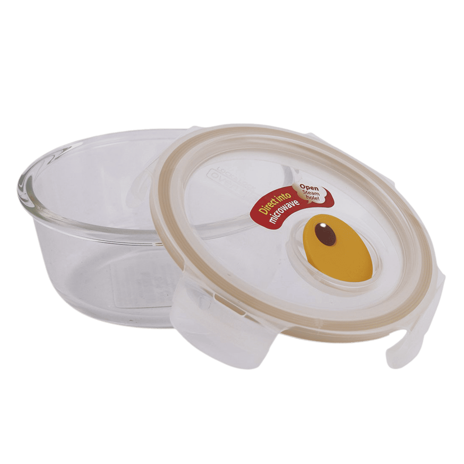 LocknLock Ovenglass 380 ml Round Glass Storage Container (Steam Hole, LLG821T, Transparent)_6