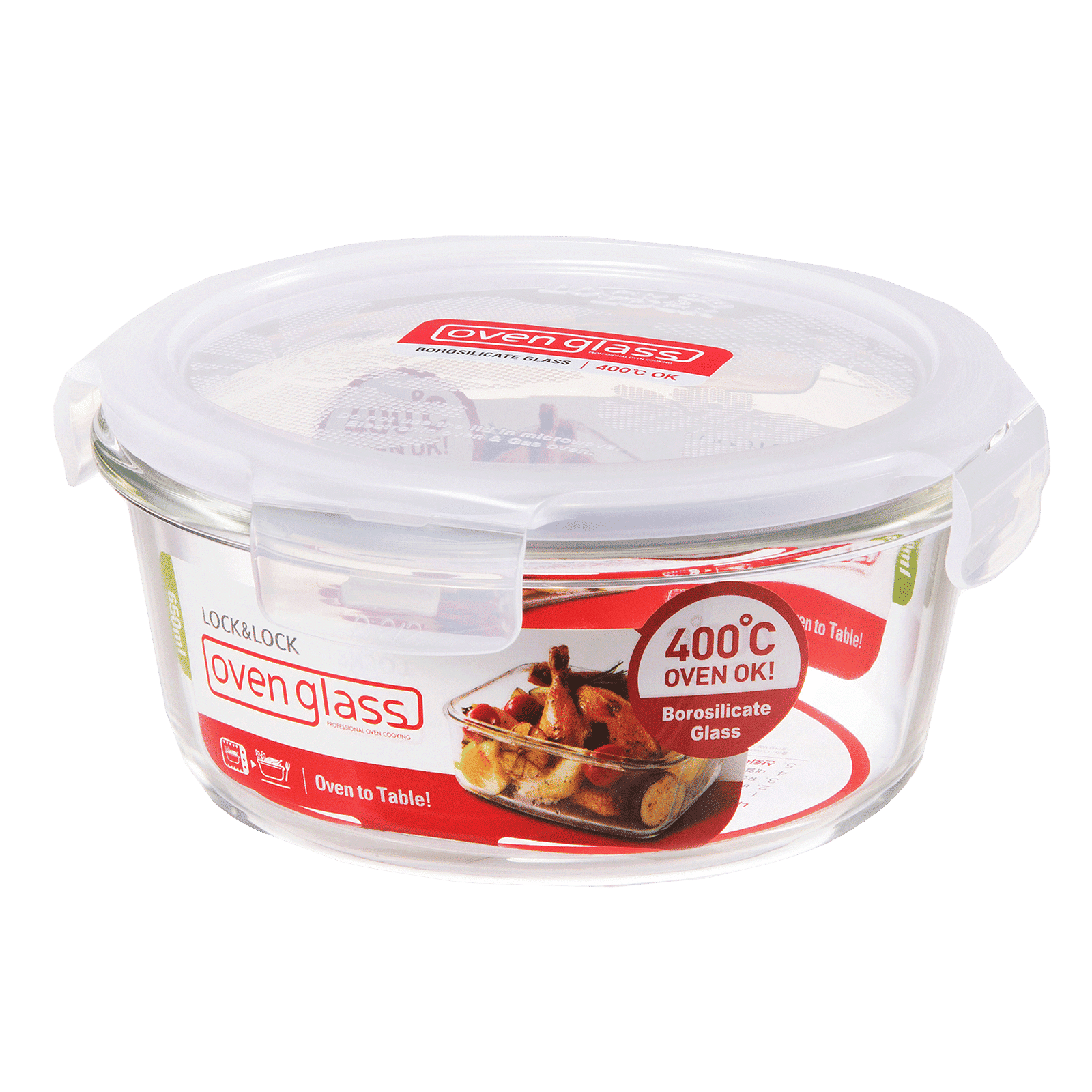LocknLock Ovenglass 650 ml Round Glass Storage Container (Heat Resistant, LLG831, Transparent)_1