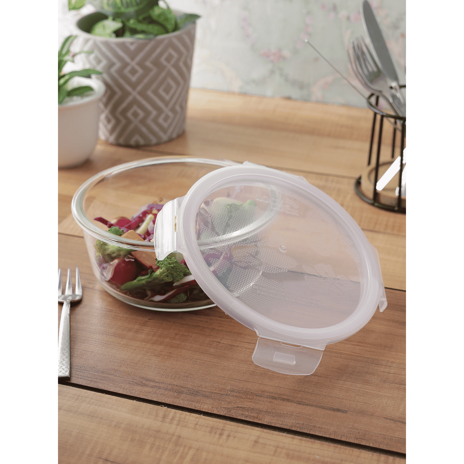 LocknLock Ovenglass 950 ml Round Glass Storage Container (Heat Resistant, LLG861, Transparent)_6