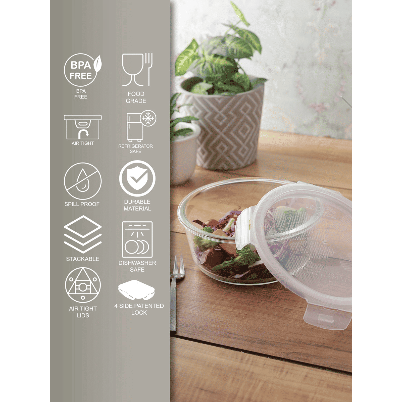 LocknLock Ovenglass 950 ml Round Glass Storage Container (Heat Resistant, LLG861, Transparent)_7