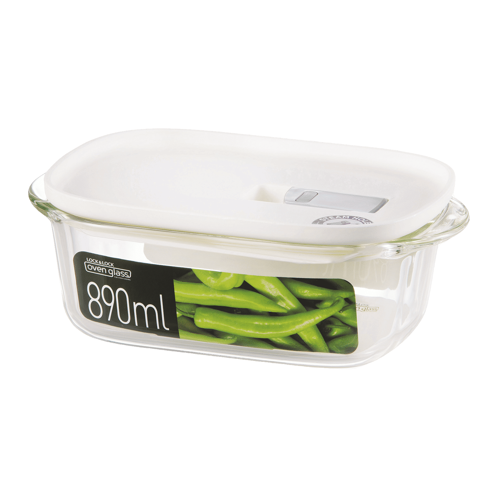 LocknLock Ovenglass 890 ml Rectangular Glass Storage Container (Steam Hole, LLG941W, White) LocknLock Ovenglass 890 ml Rectangular Glass Storage Container (Steam Hole, LLG941W, White)_1