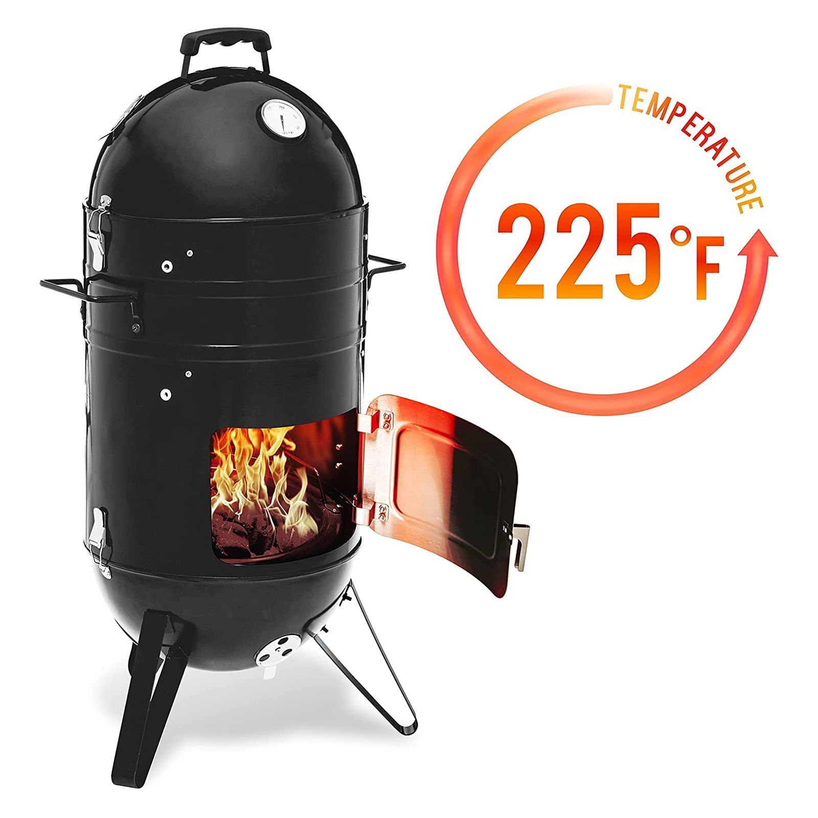 Peng Essential Premium Barrell Style Charcoal Barbeque & Smoker Grill (Scratch Resistant) Peng Essential Premium Barrell Style Charcoal Barbeque & Smoker Grill (Scratch Resistant)_11