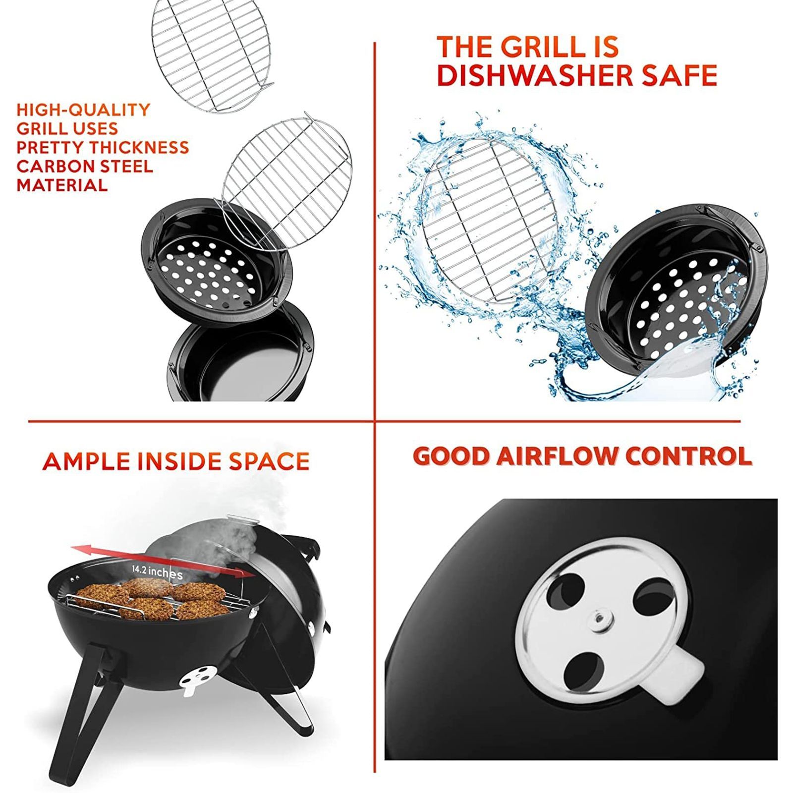 Peng Essential Premium Barrell Style Charcoal Barbeque & Smoker Grill (Scratch Resistant) Peng Essential Premium Barrell Style Charcoal Barbeque & Smoker Grill (Scratch Resistant)_12