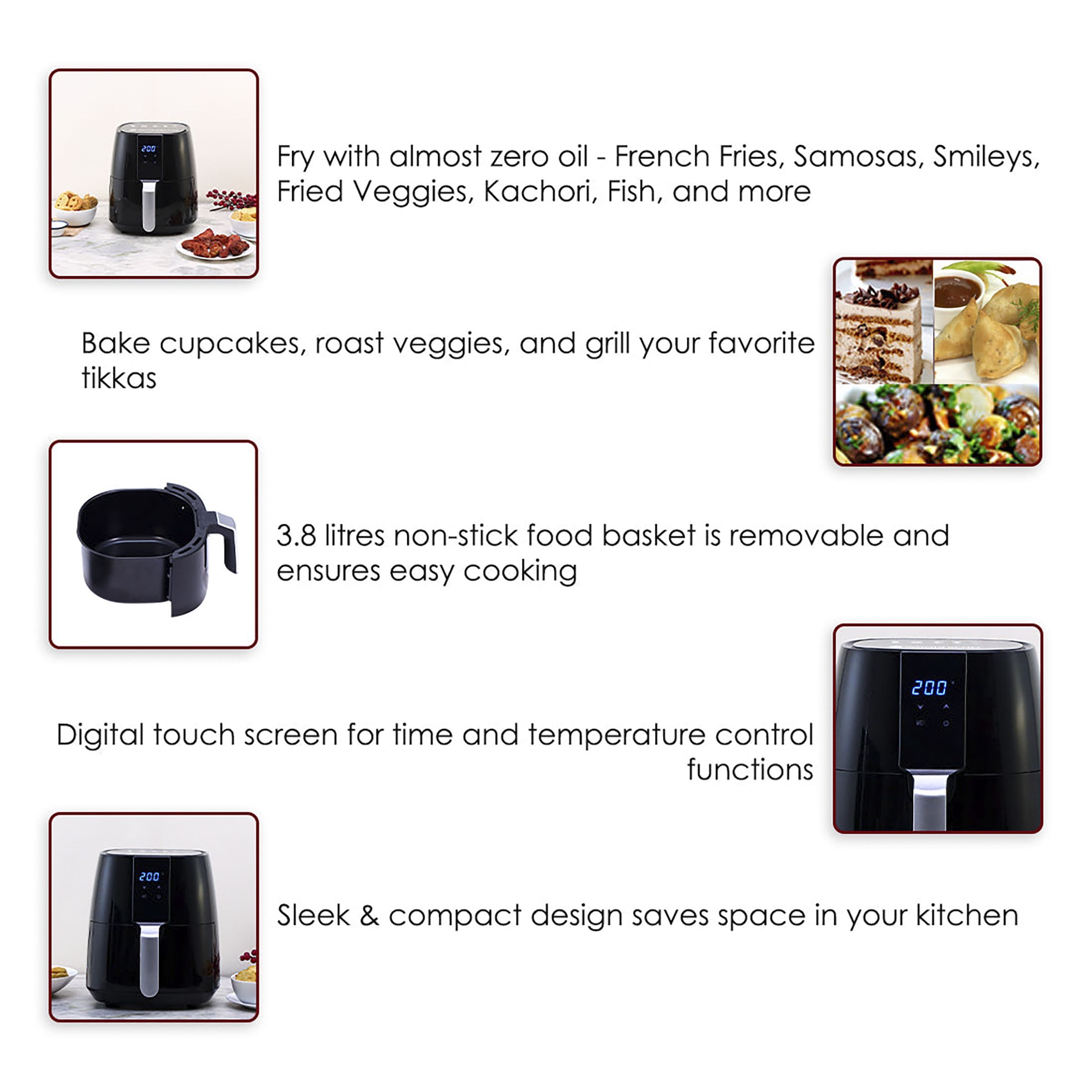 WONDERCHEF Prato 3.8L 1450 Watt Digital Air Fryer with Rapid Air Technology (Black)_15