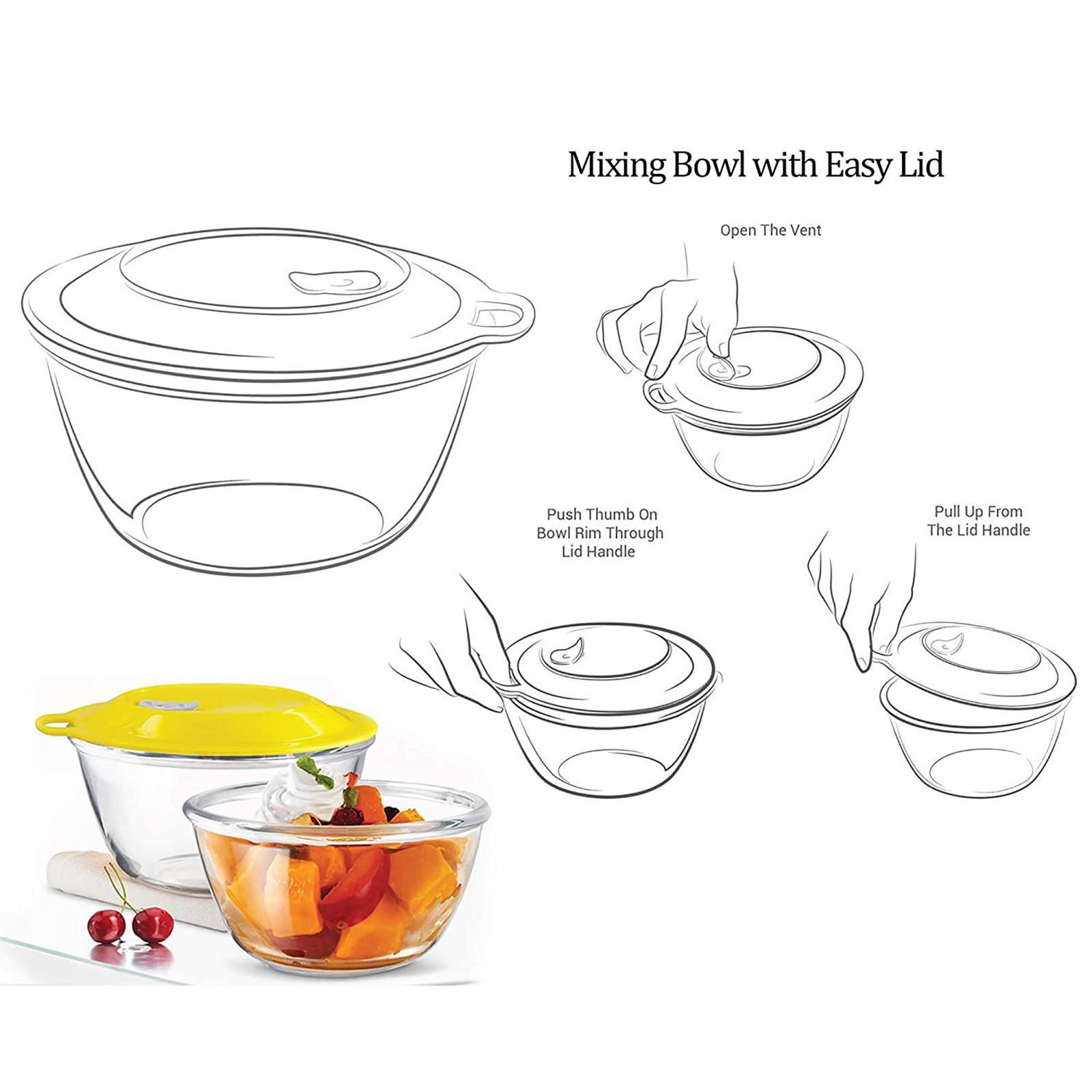 treo 500ml Glass Mixing Bowl with Eazy Lid (BPA Free, Transparent)_4
