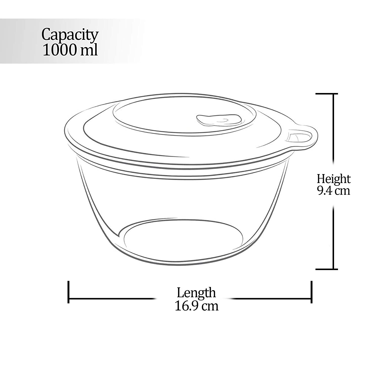treo 500ml Glass Mixing Bowl with Eazy Lid (BPA Free, Transparent)_5