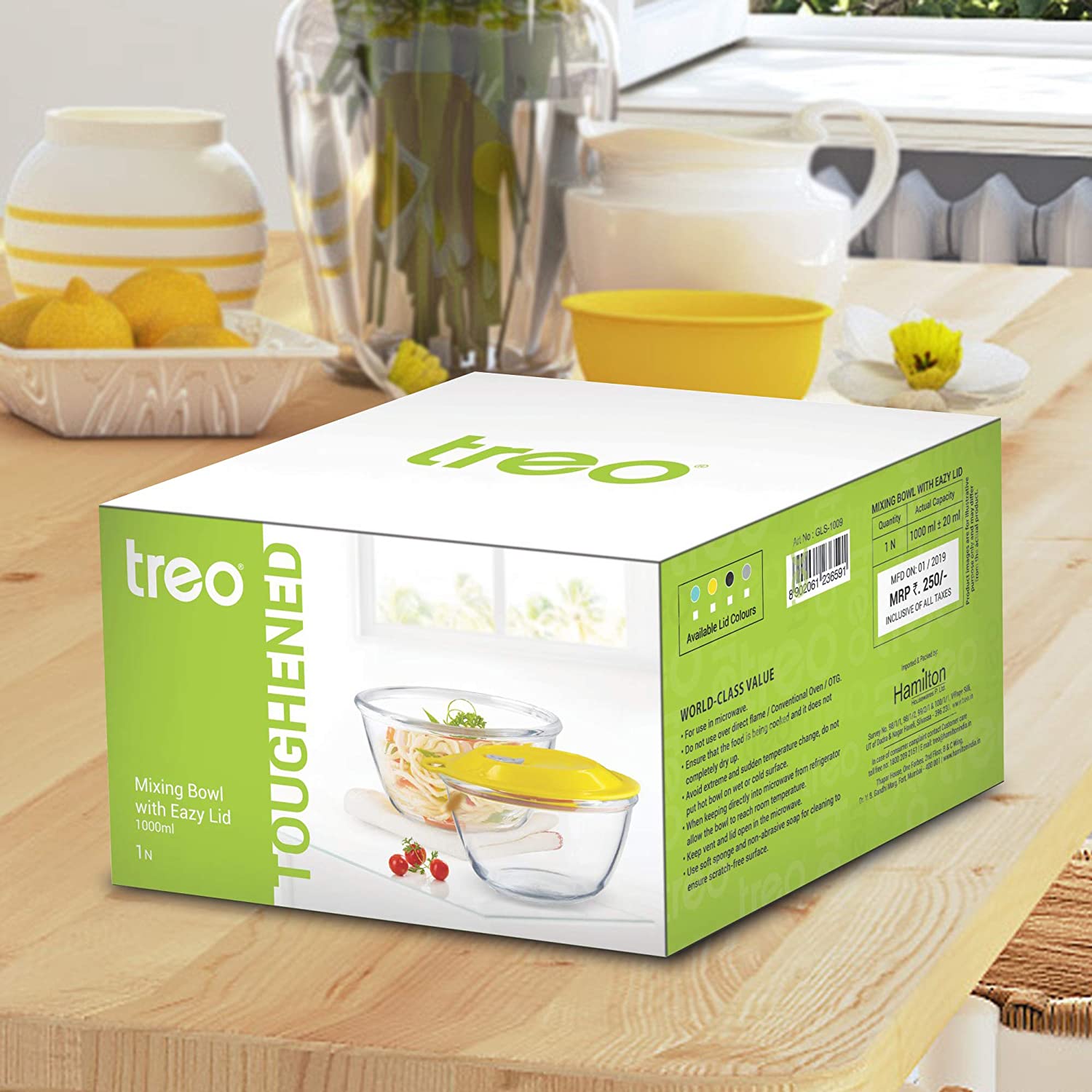 treo 500ml Glass Mixing Bowl with Eazy Lid (BPA Free, Transparent)_6