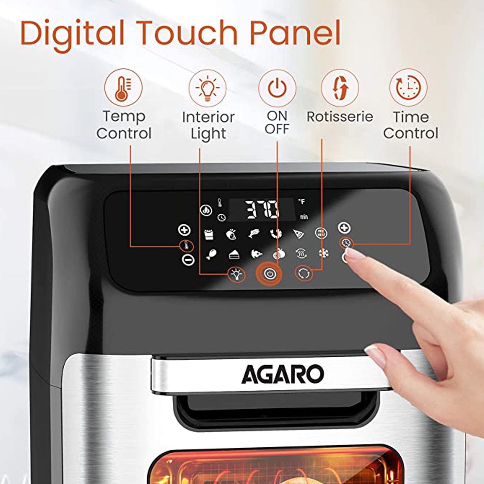 AGARO Regency 12L 1800 Watt Digital Air Fryer with 360 Degree Heat Circulation Technology (Silver)_14