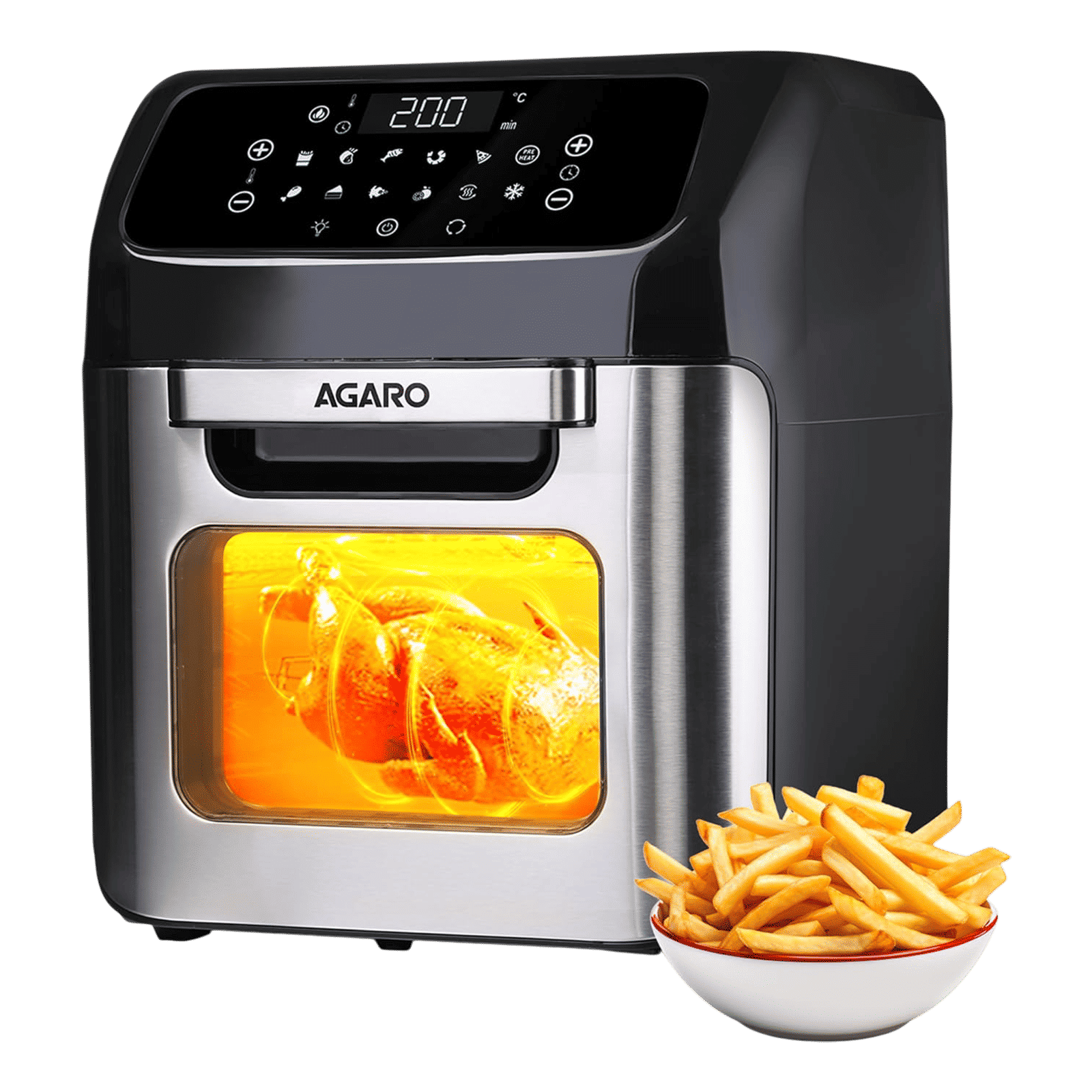 AGARO Regency 12L 1800 Watt Digital Air Fryer with 360 Degree Heat Circulation Technology (Silver)_4