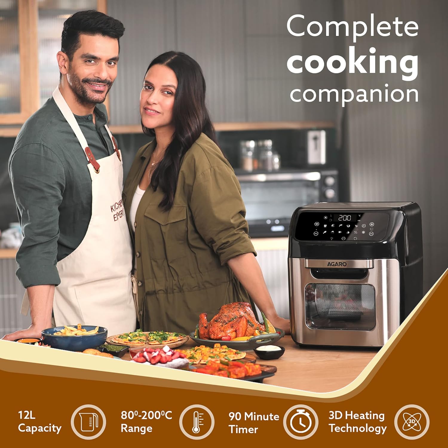 AGARO Regency 12L 1800 Watt Digital Air Fryer with 360 Degree Heat Circulation Technology (Silver)_8