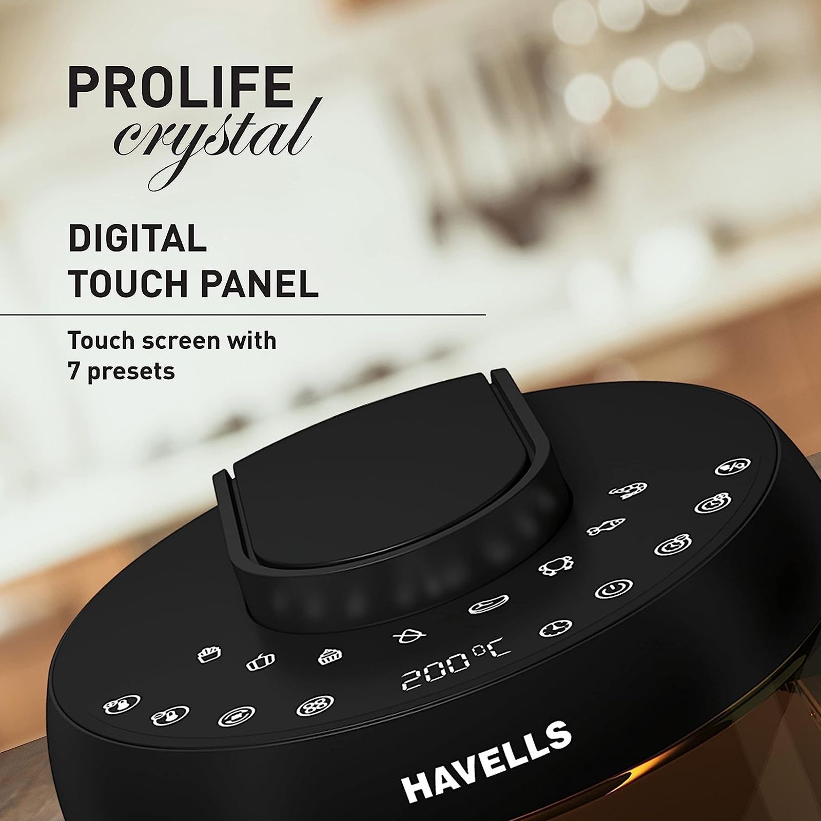 HAVELLS Prolife Crystal 5L 1500 Watt Digital Air Fryer with 8 Preset Options (Black)_12