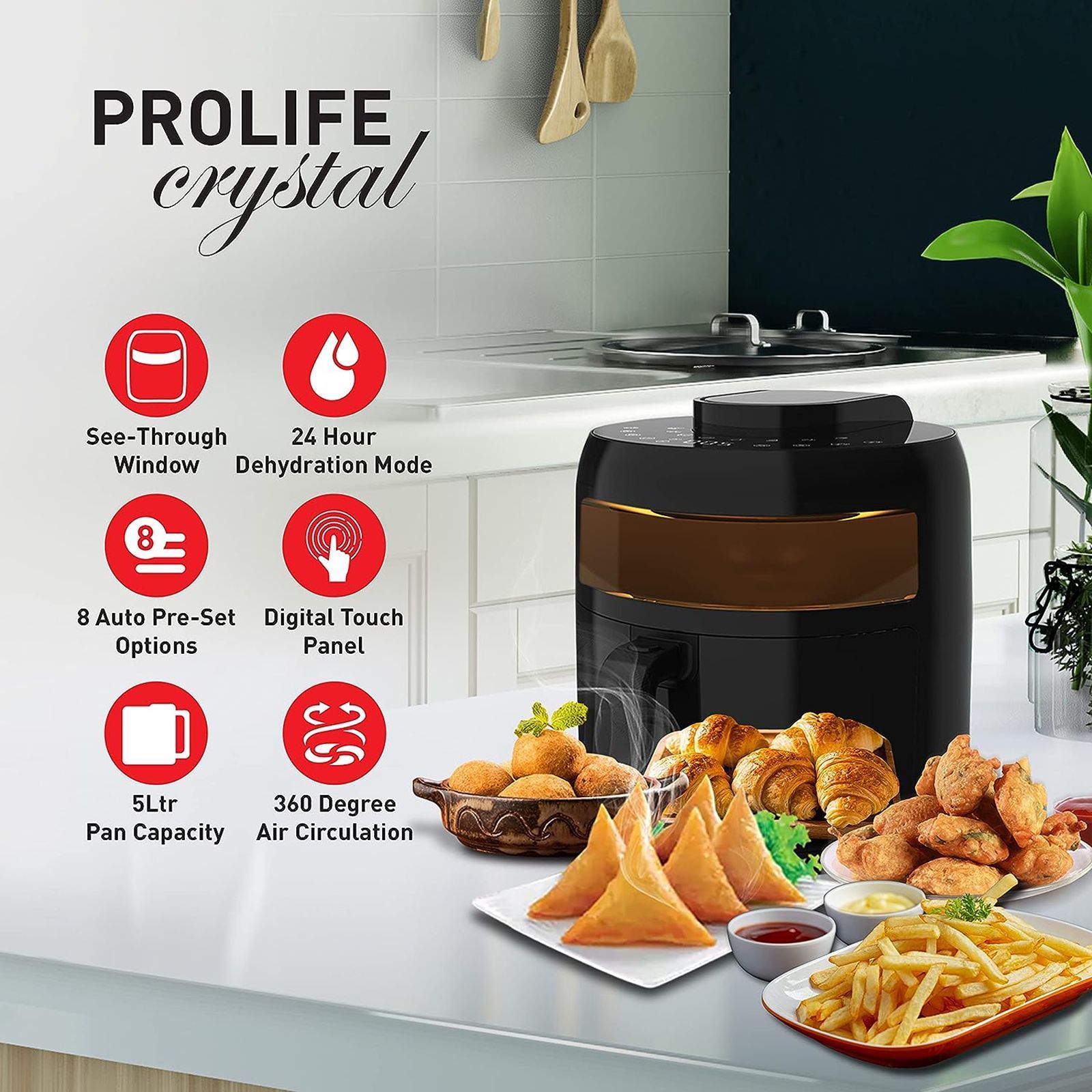 HAVELLS Prolife Crystal 5L 1500 Watt Digital Air Fryer with 8 Preset Options (Black)_15