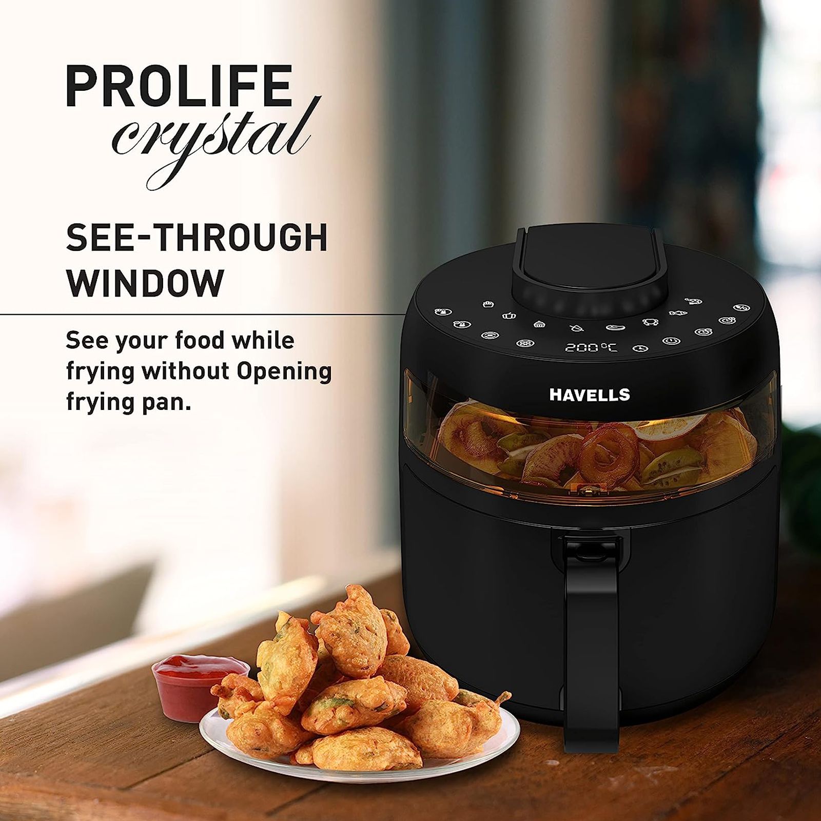 HAVELLS Prolife Crystal 5L 1500 Watt Digital Air Fryer with 8 Preset Options (Black)_17