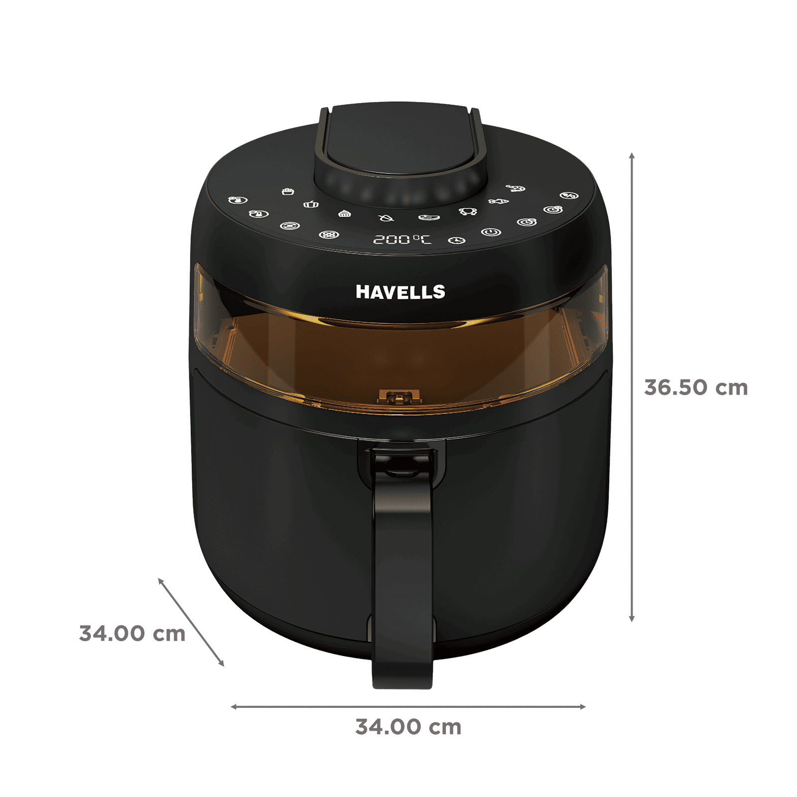 HAVELLS Prolife Crystal 5L 1500 Watt Digital Air Fryer with 8 Preset Options (Black)_2