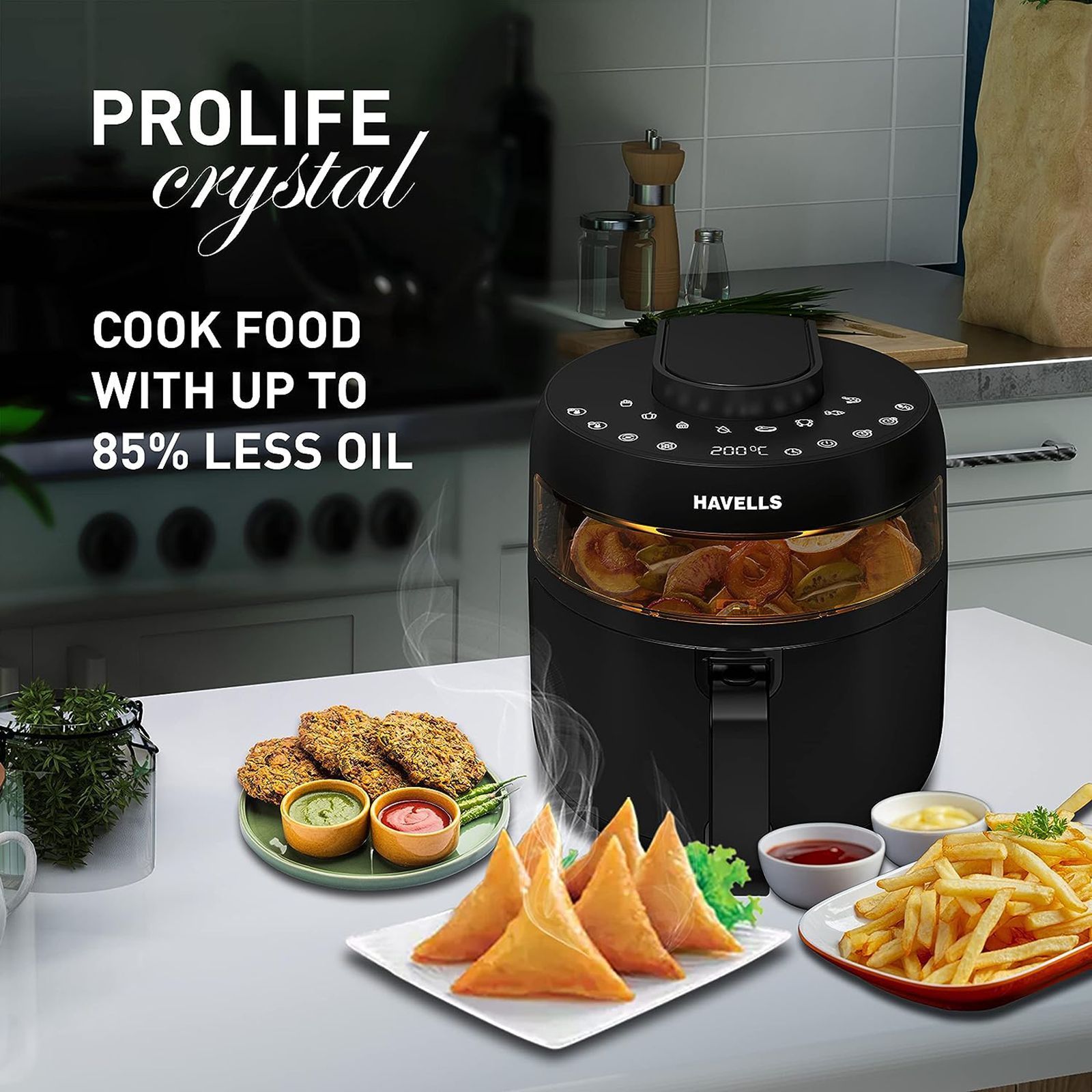 HAVELLS Prolife Crystal 5L 1500 Watt Digital Air Fryer with 8 Preset Options (Black)_9
