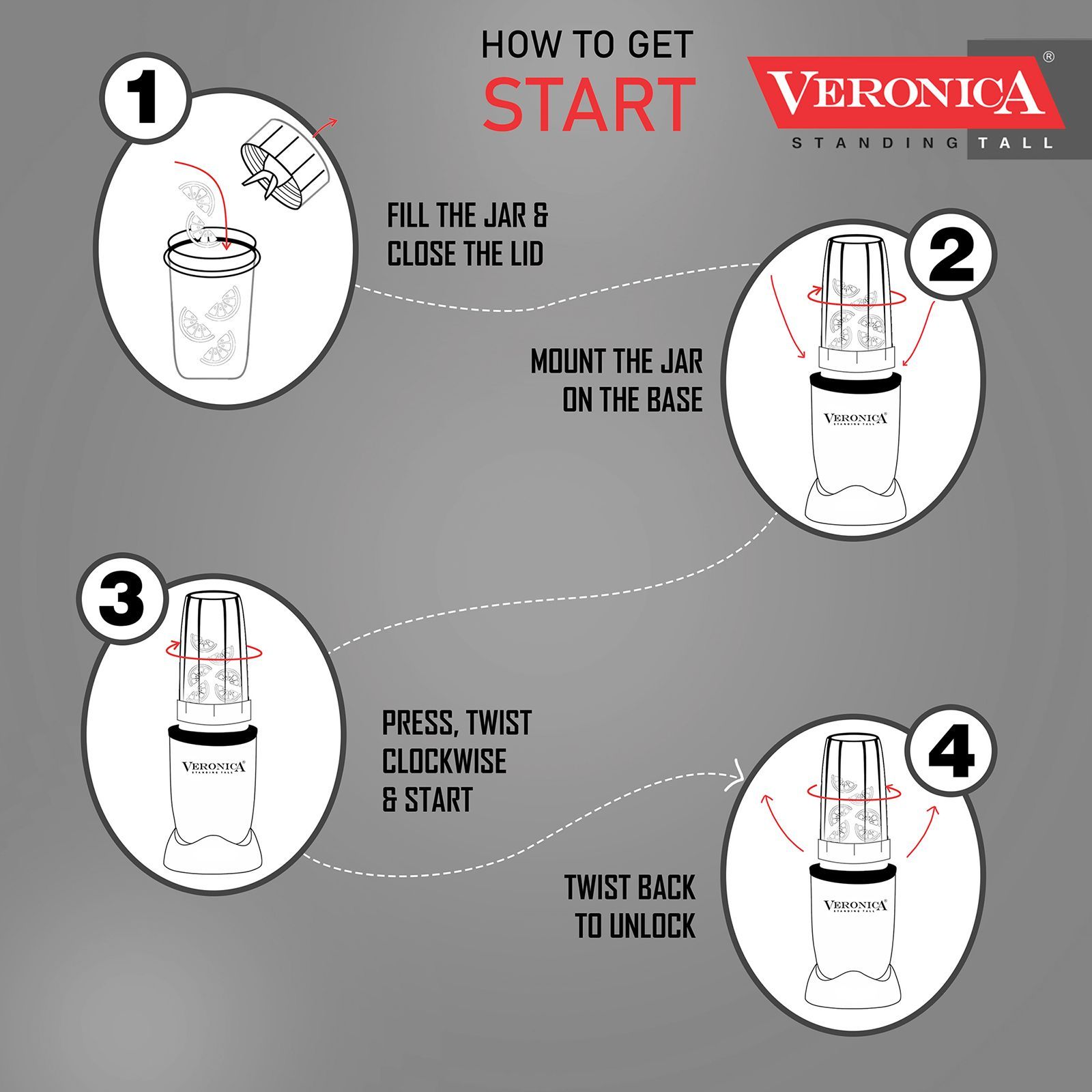 Veronica Nutriblend 500 Watt 2 Jars Mixer Grinder (22000 RPM, Motor Overload Protector, Silver)_6