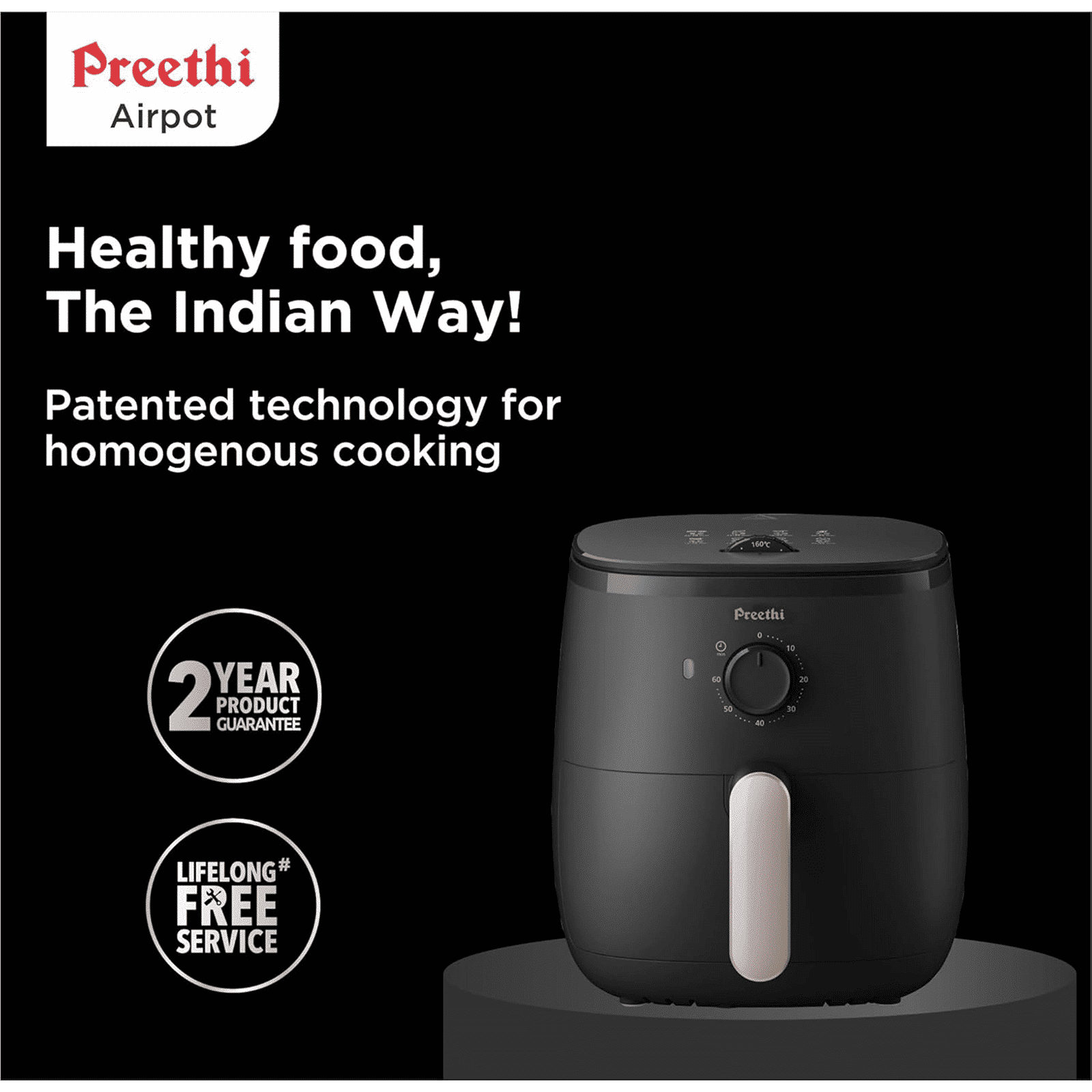 Preethi Airpot 3.7L 1500 Watt Air Fryer with Fast Flux Technology (Black)_12