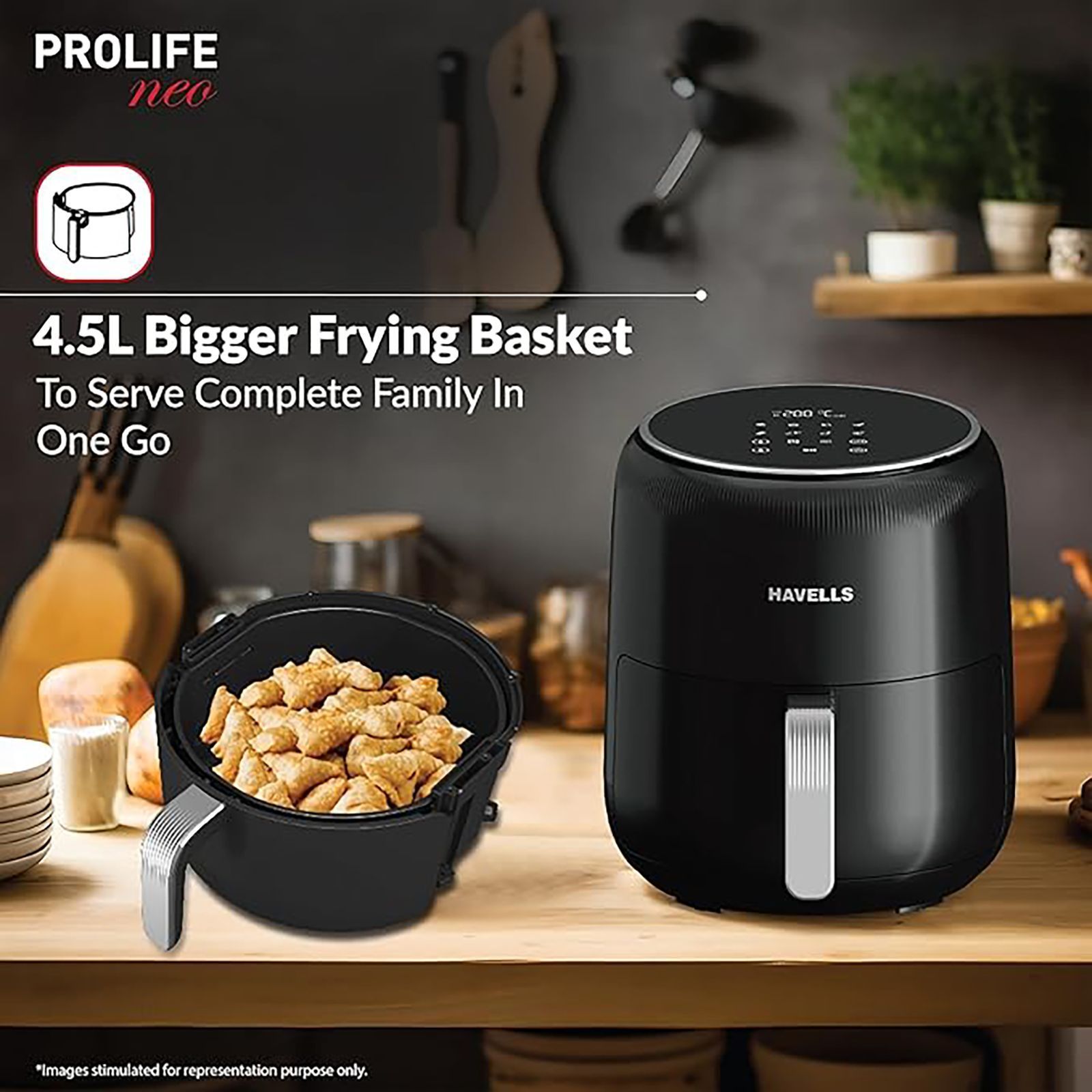 HAVELLS Prolife Neo 4.5L 1500 Watt Digital Air Fryer with Aero Crisp Technology (Black)_9