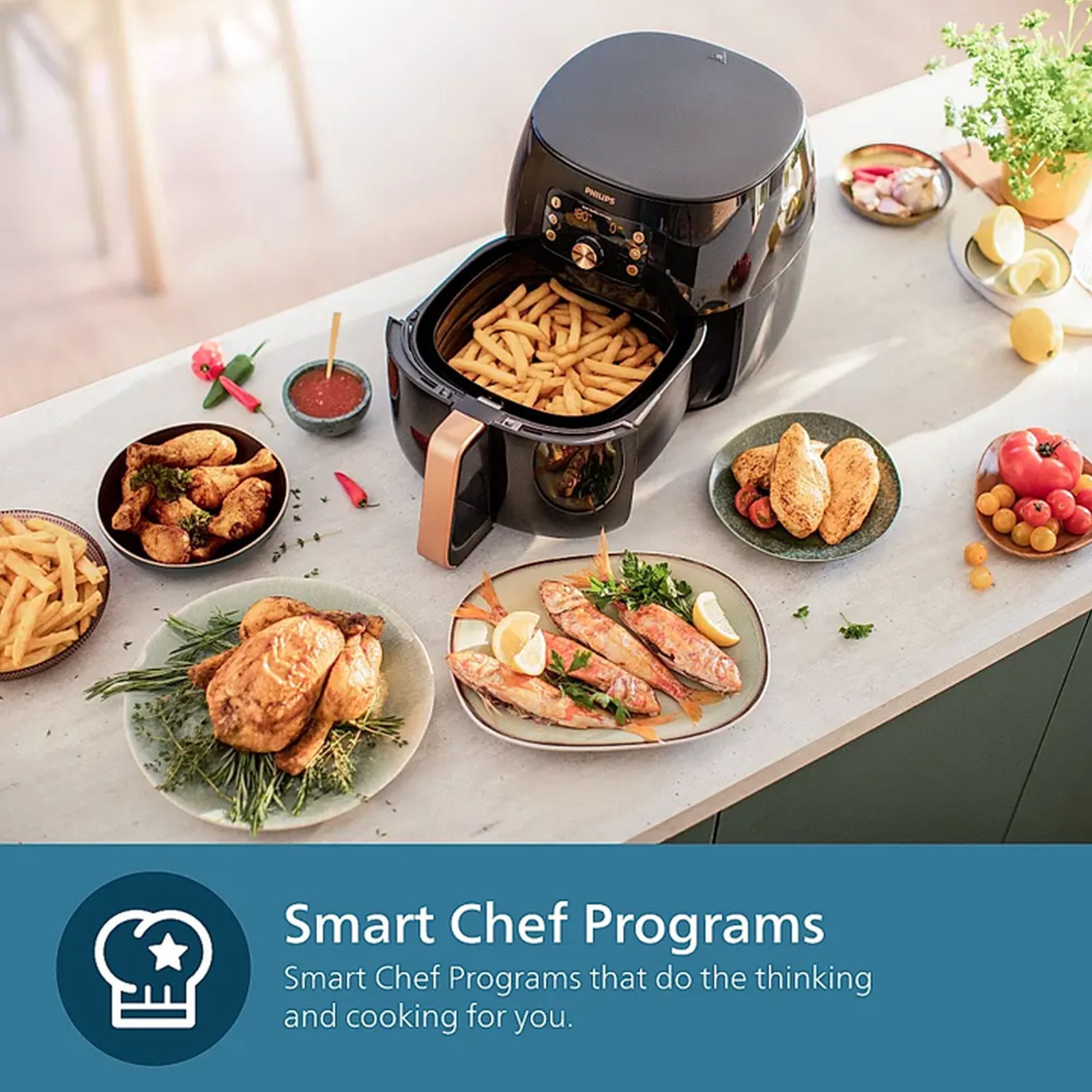 PHILIPS HD9867/90 7.3L 2225 Watt Air Fryer with Smart Sensing Technology (Deep Black and Copper)_7