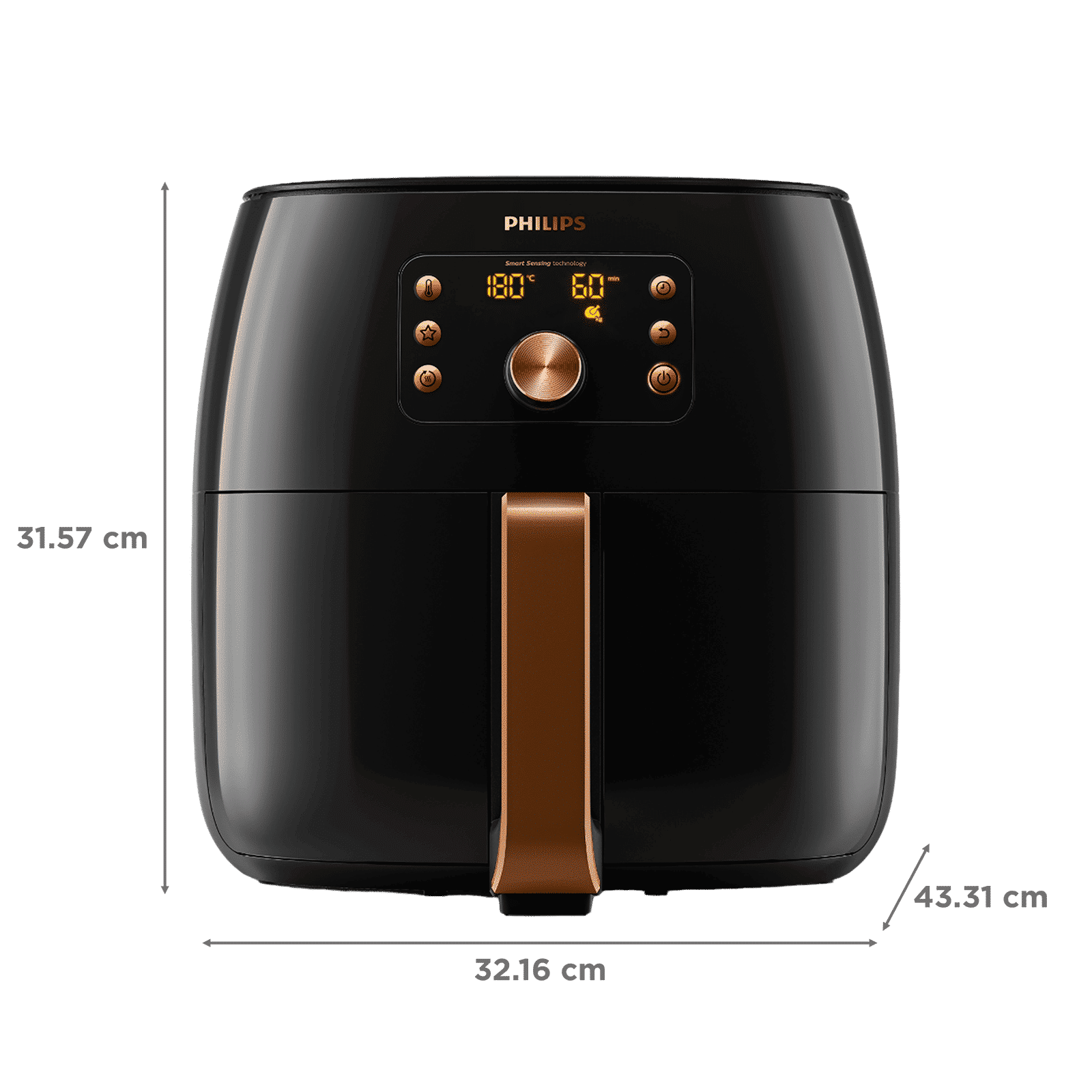 PHILIPS HD9867/90 7.3L 2225 Watt Air Fryer with Smart Sensing Technology (Deep Black and Copper)_2