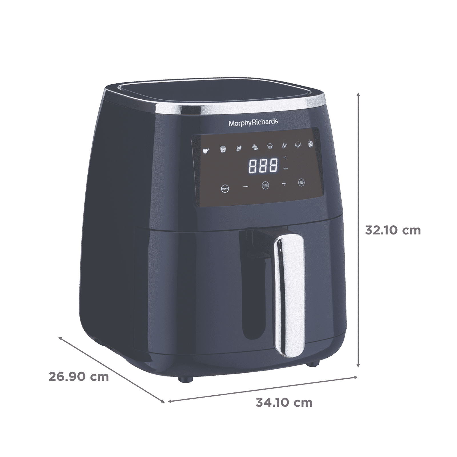 morphy richards Crisp Pro 5L 1500 Watt Digital Air Fryer with 8 Preset Menus (Navy Blue)_2